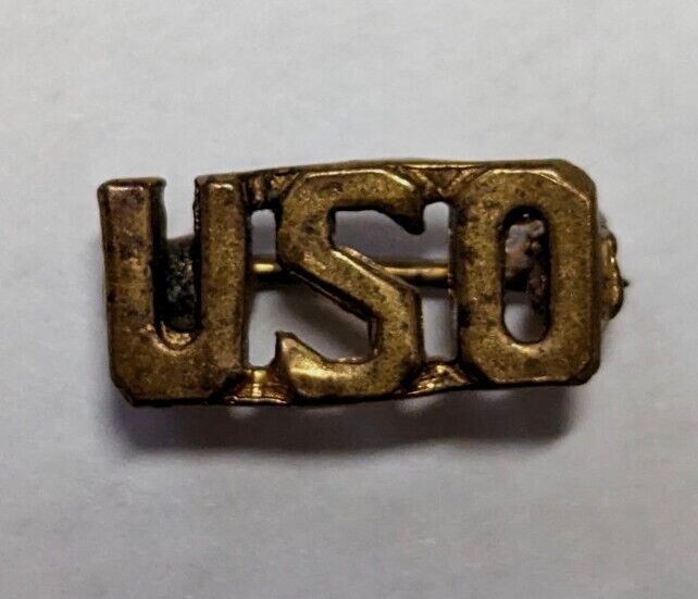 WWII Home Front USO United Service Organization Lapel Pin Back War Time 1/2 Inch