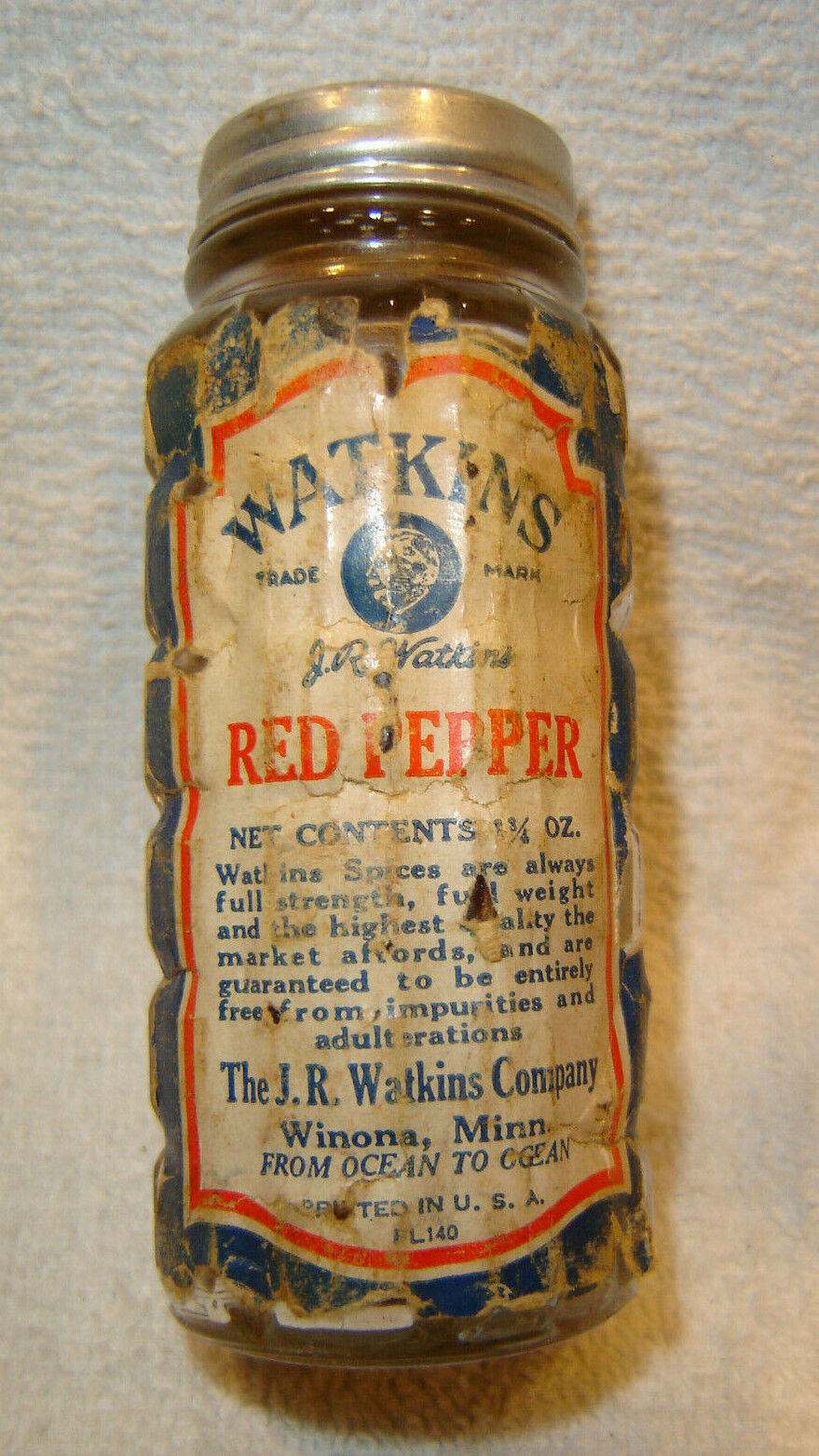 Vintage Watkins Glass Bottle With Paper Label 