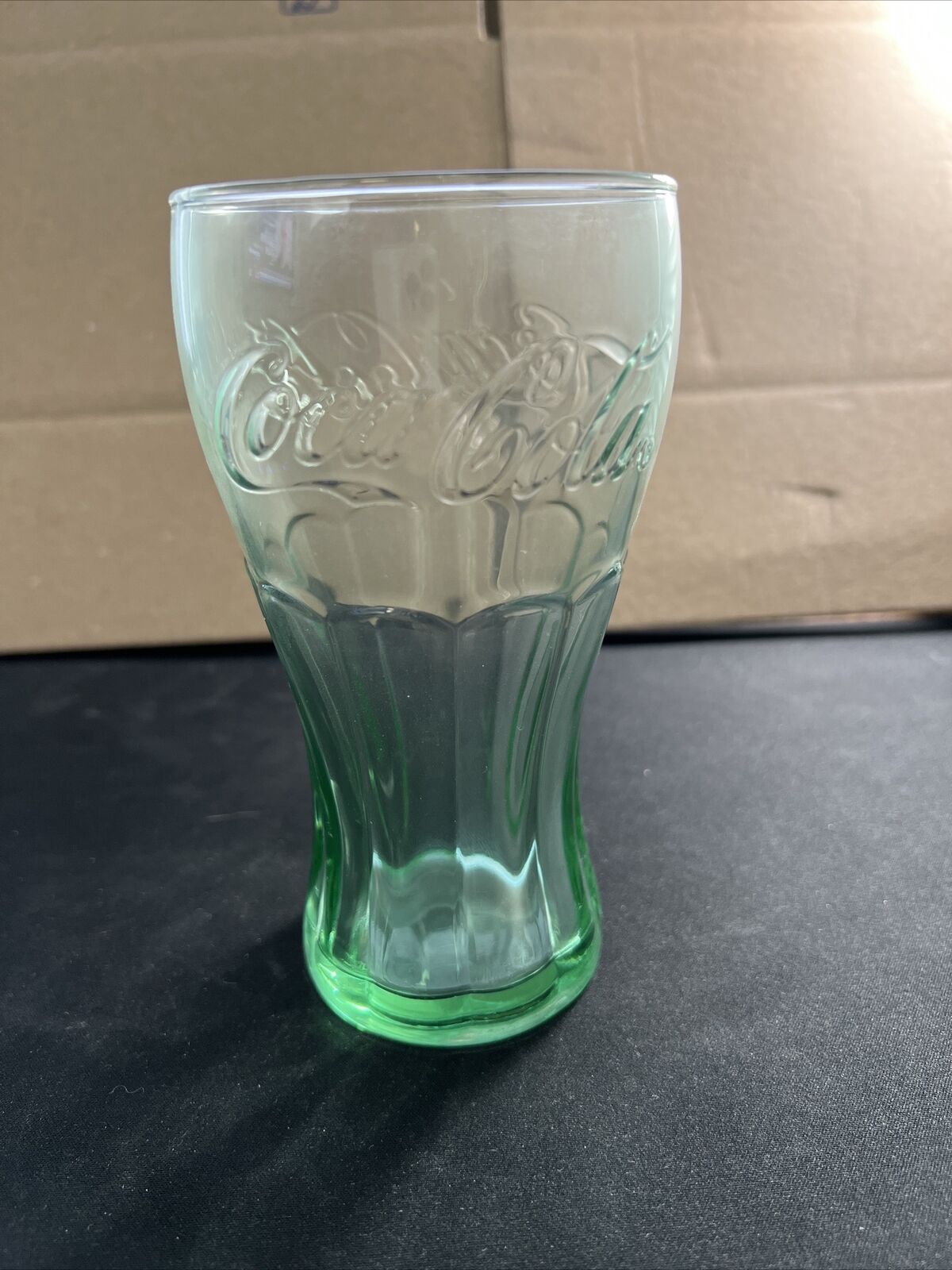Coke Glass Genuine Coca-Cola Green Large  Tall Glass Cup Vintage Style 