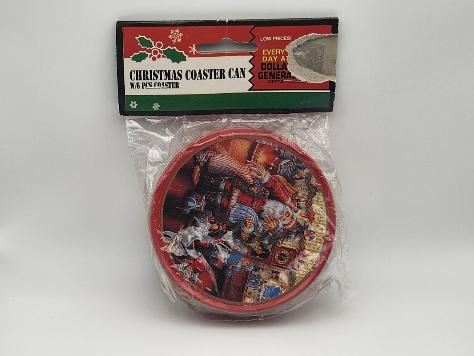 Vintage Christmas Can Coster 6 Piece Set New In Package