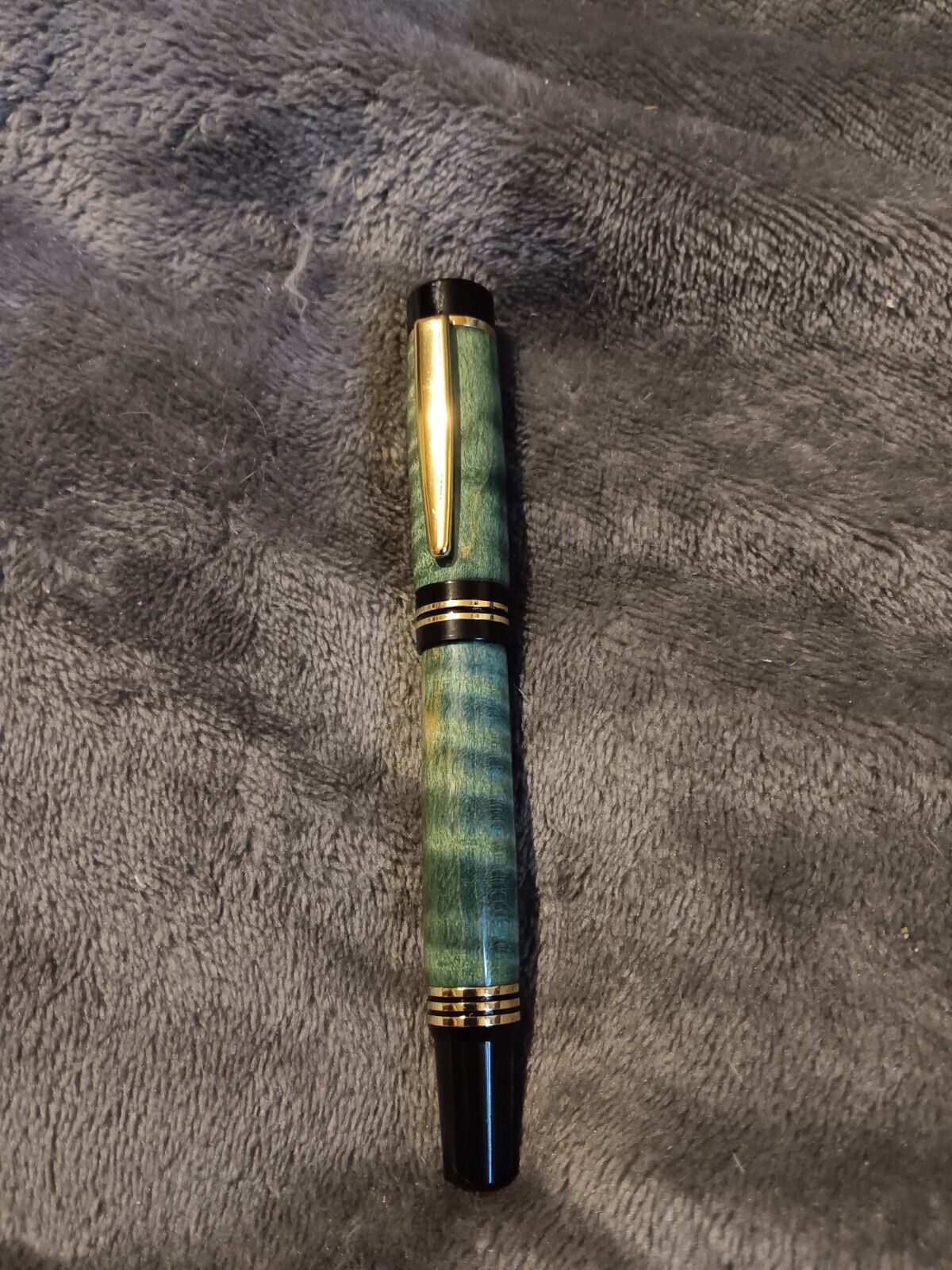 Beautiful Stabalized And Dyed Curly Maple Screw Cap Rollerball With Free Box