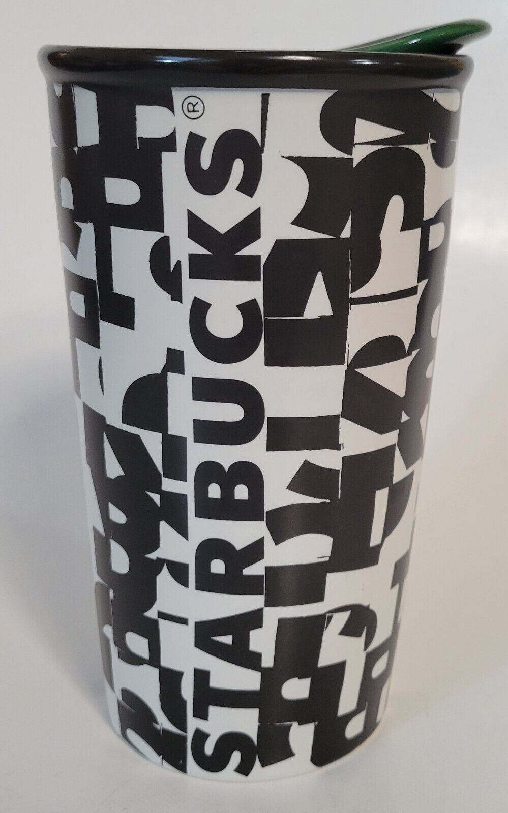 Starbucks 2014 Double Wall Travel Mug Tumbler Dot Collection Black & White 