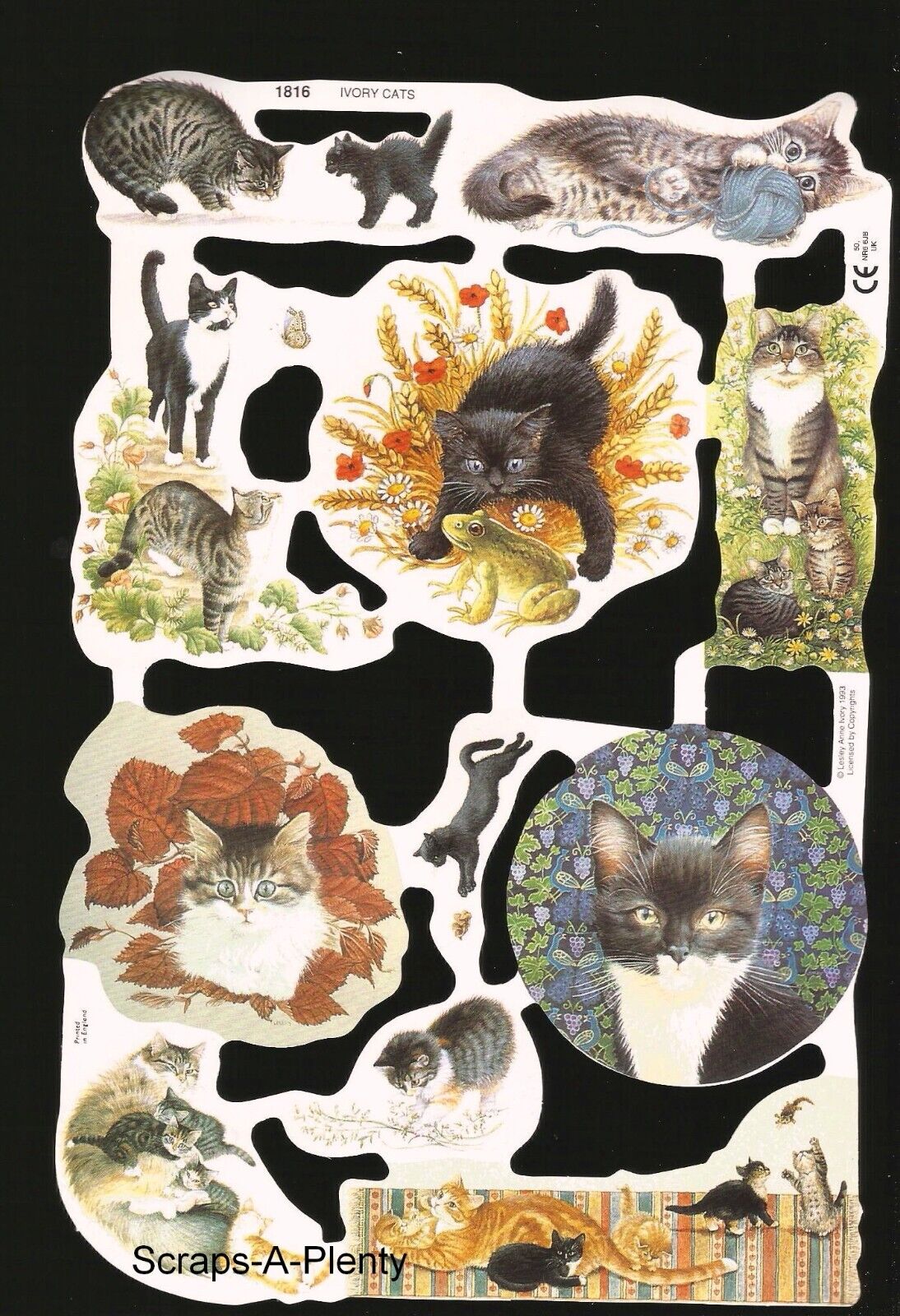 Mamelok English Scrap Die Cut - Precious Cats Kittens (Lesley Ann Ivory)  1816