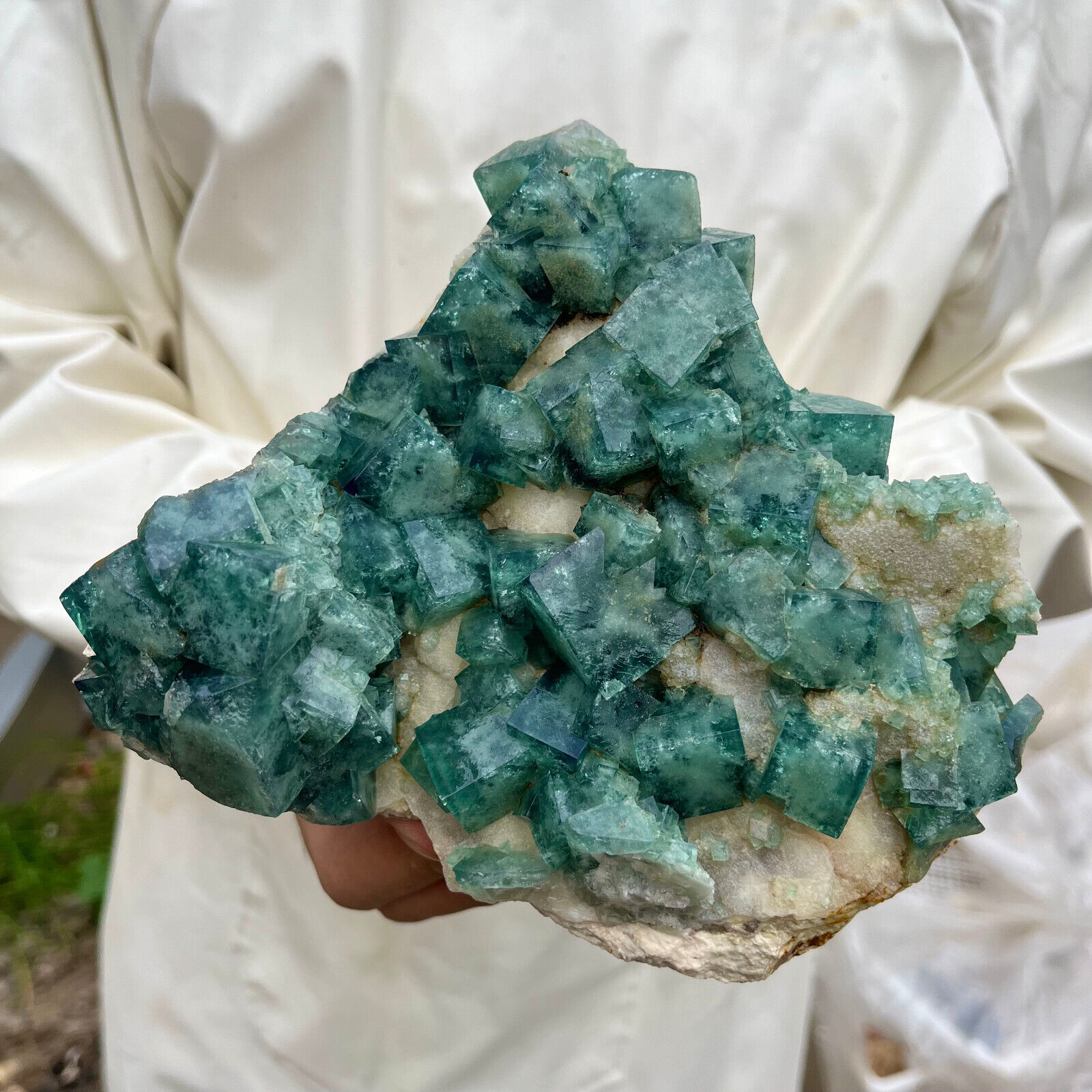 5.2lb Large NATURAL Green Cube FLUORITE Quartz Crystal Cluster Mineral Specimen