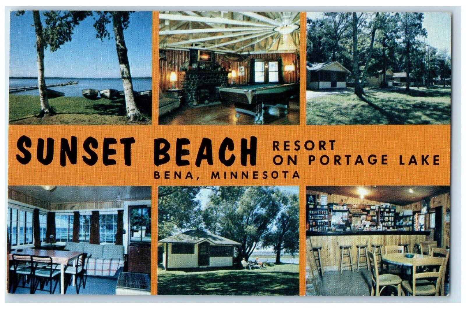 c1960 Sunset Beach Resort Portage Lake Bena Minnesota Multiview Vintage Postcard