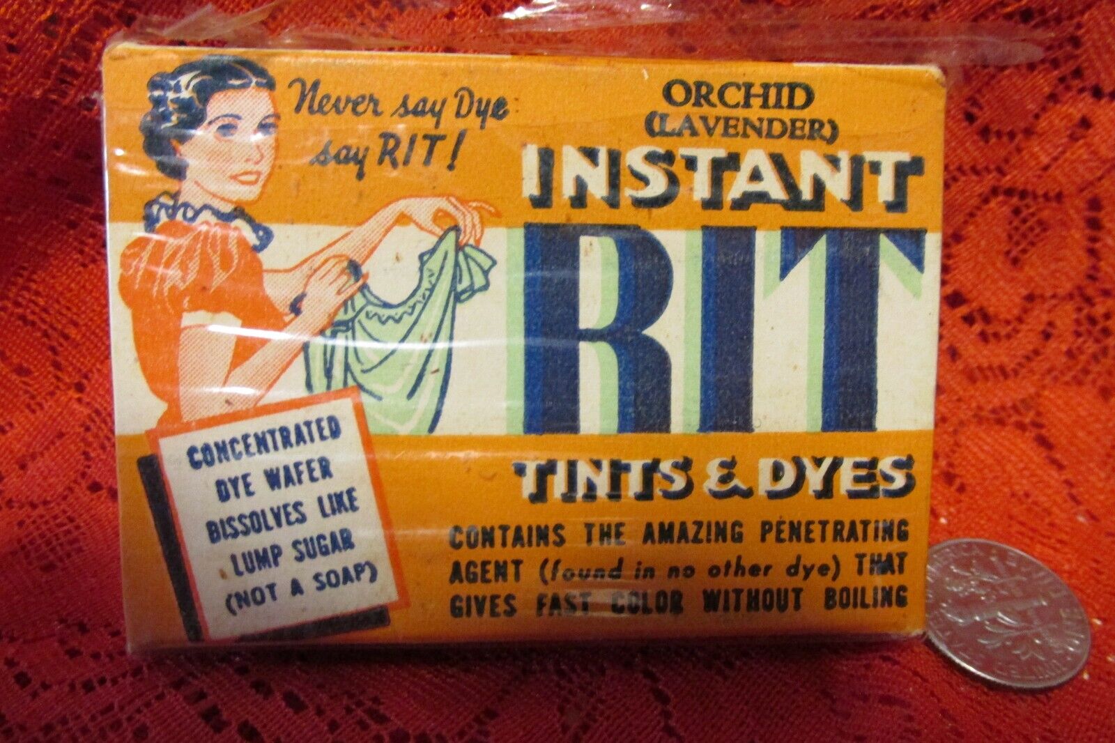 Vintage 1930\'s RIT Instant Orchid (Lavender) Tints & Dyes Concentrate 10 cent sz