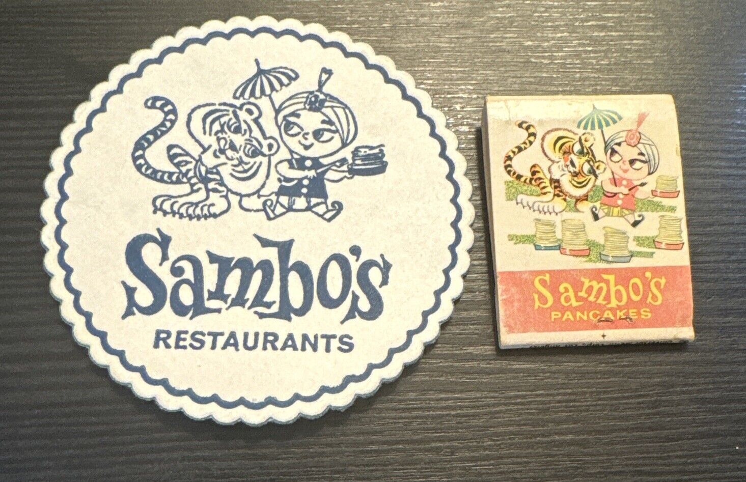 Vtg Sambo Sambo's Restaurant Transitional Matchbook and Coaster