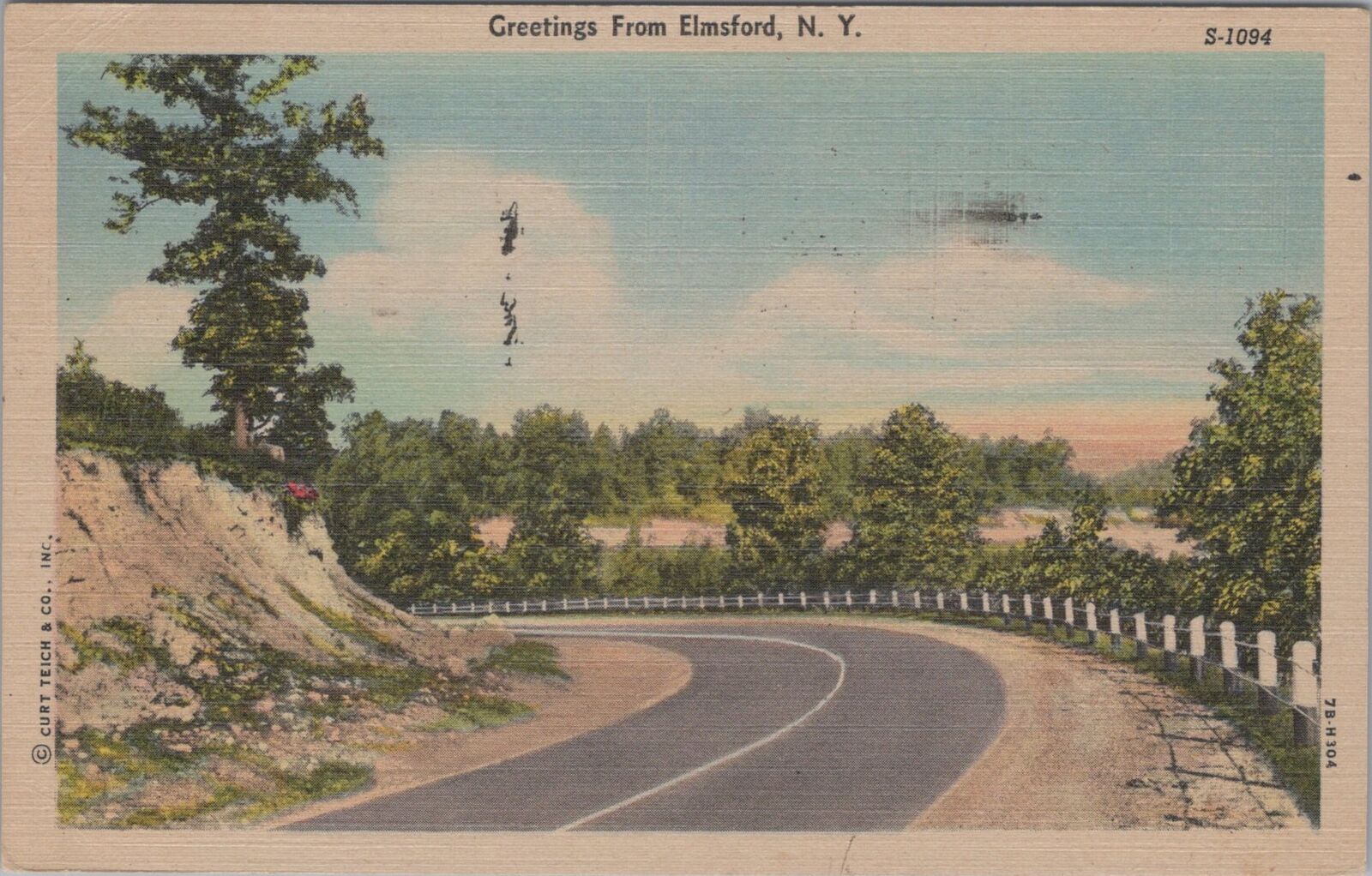 Greetings from Elmsford New York c1950s Road Scenes Series Postcard