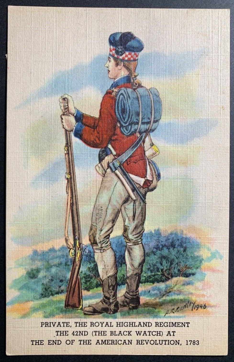 Postcard Private Royal Highland Regiment Black Watch American Revolution