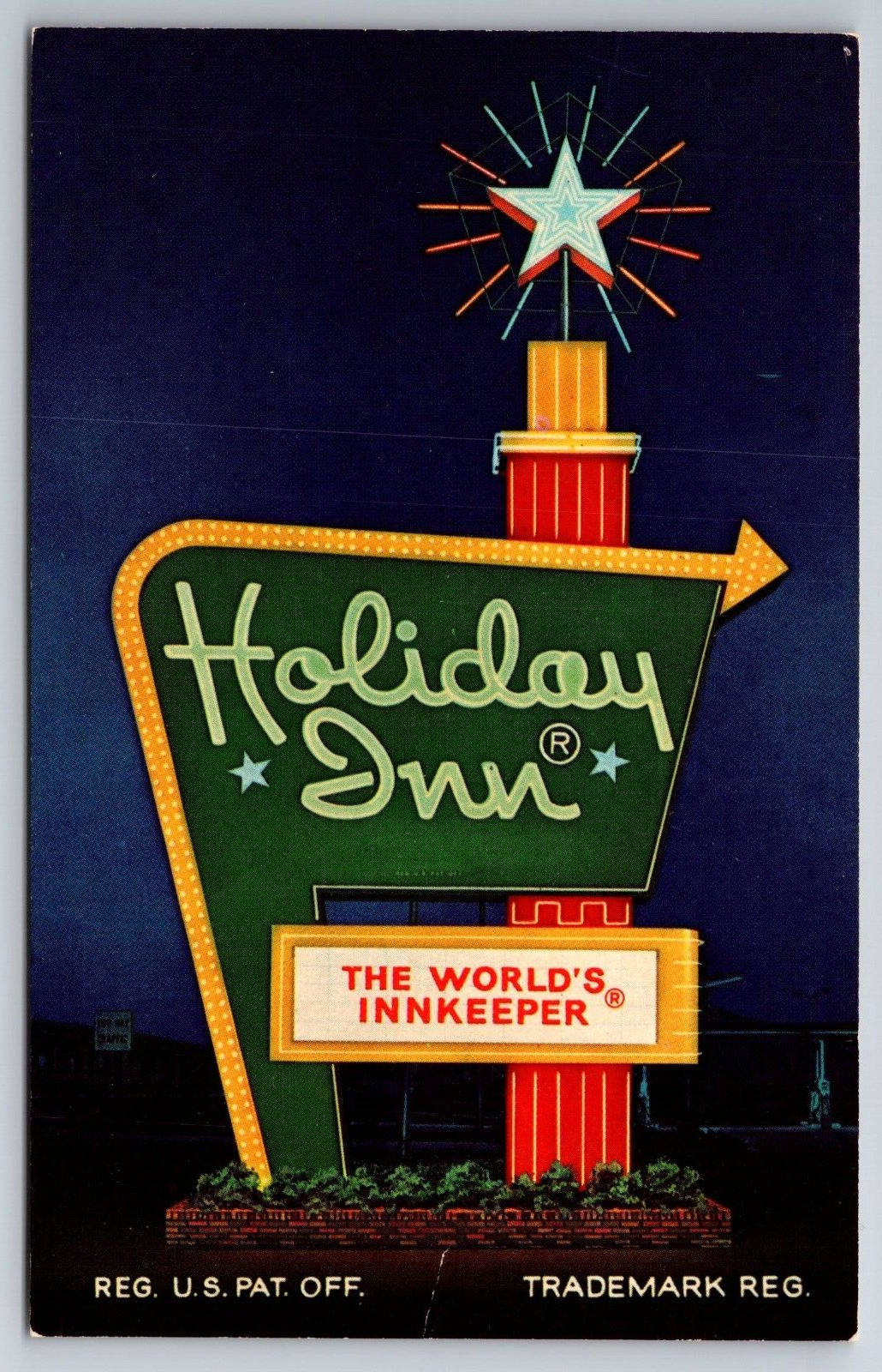 Vintage Postcard MS Natchez Holiday Inn Big Sign -5968