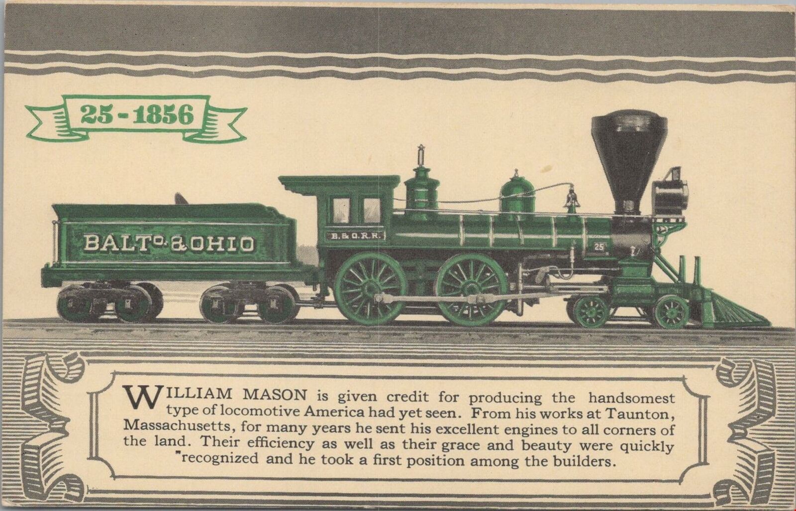 Postcard Railroad Train 25-1856 Balto & Ohio Railroad 