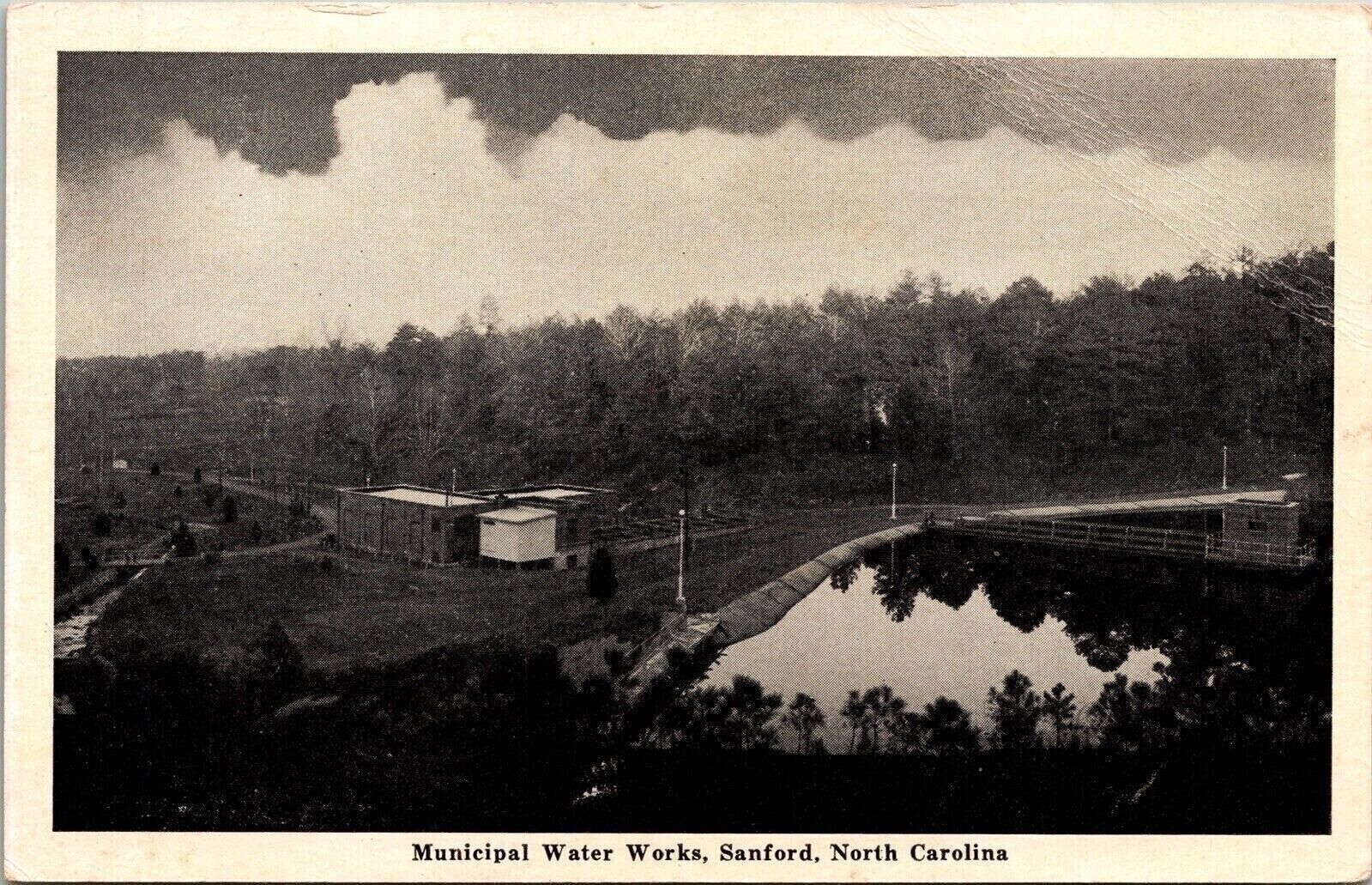 Municipal Water Works Sanford North Carolina NC WB Postcard WOB 1c Roosevelt