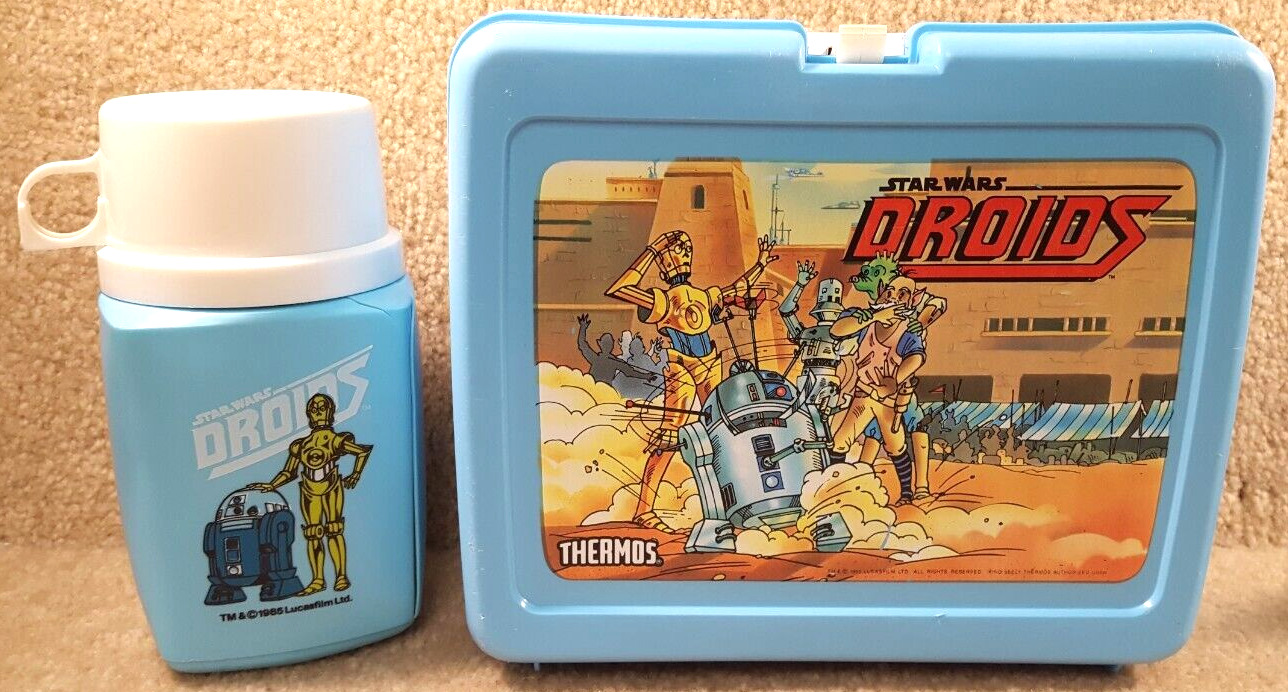 Complete Vintage 1985 King Seely Thermos Star Wars Droids Lunch Box