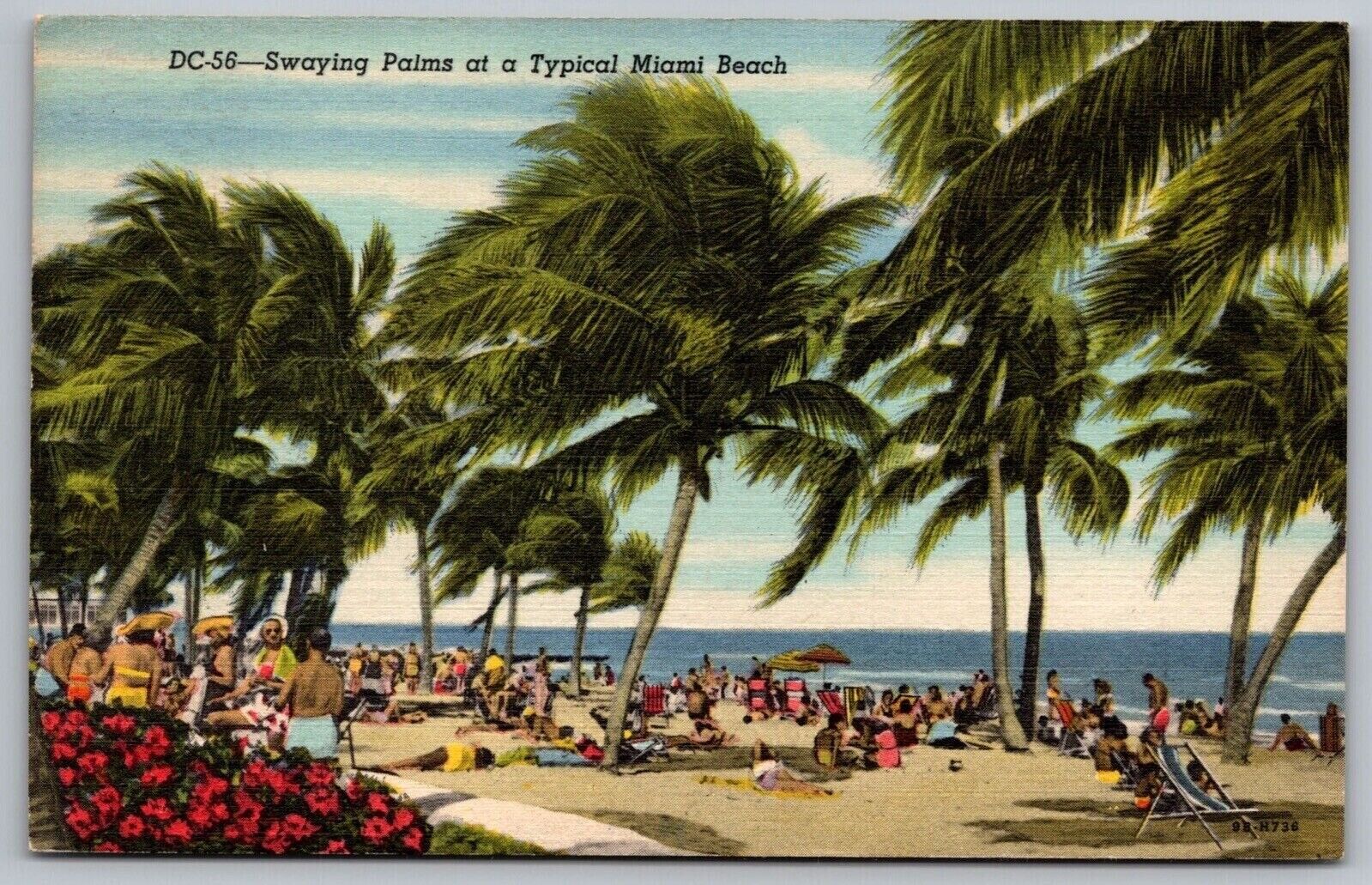 Swaying Palms Typical Miami Beach Oceanfront Shoreline Coast Vintage PM Postcard