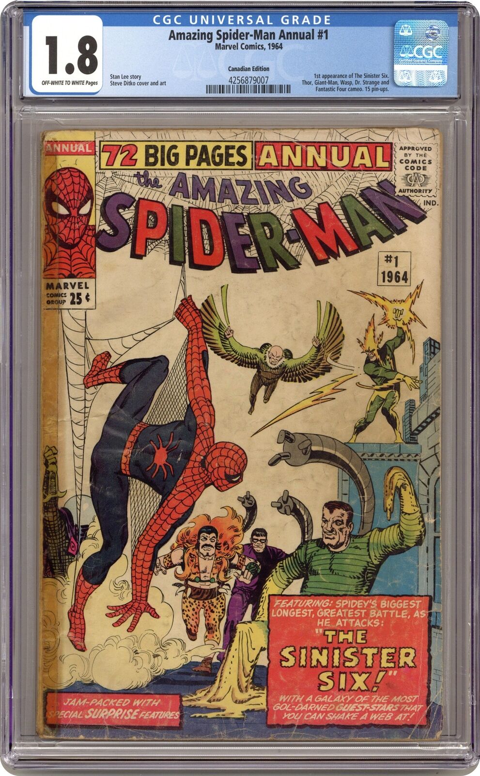 Amazing Spider-Man Annual Canadian Edition #1 CGC 1.8 1964 4256879007