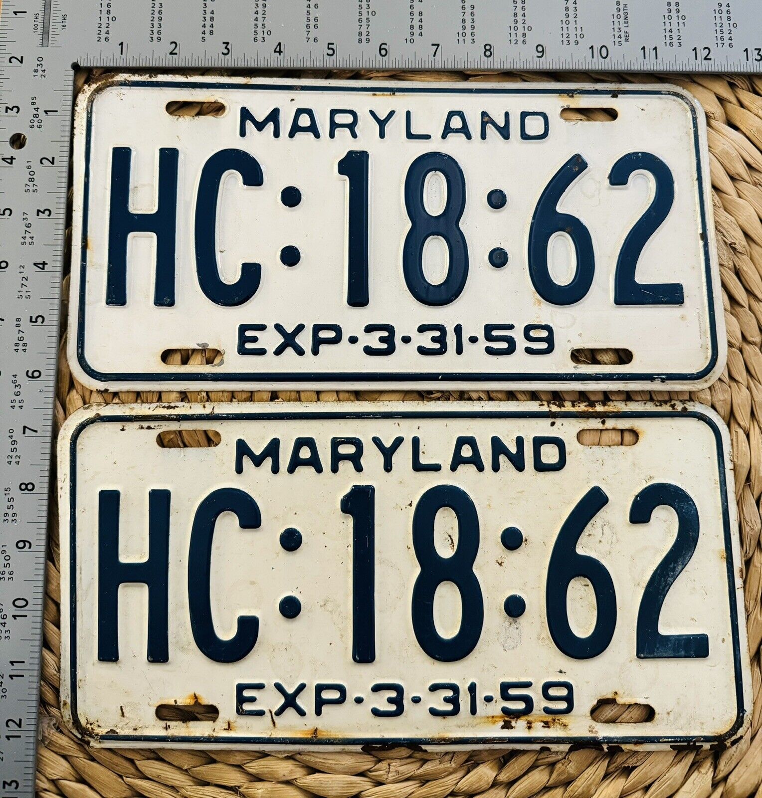 1958 1959 Maryland License Plate PAIR HC1862 ALPCA AACA Garage Decor Ford Dodge