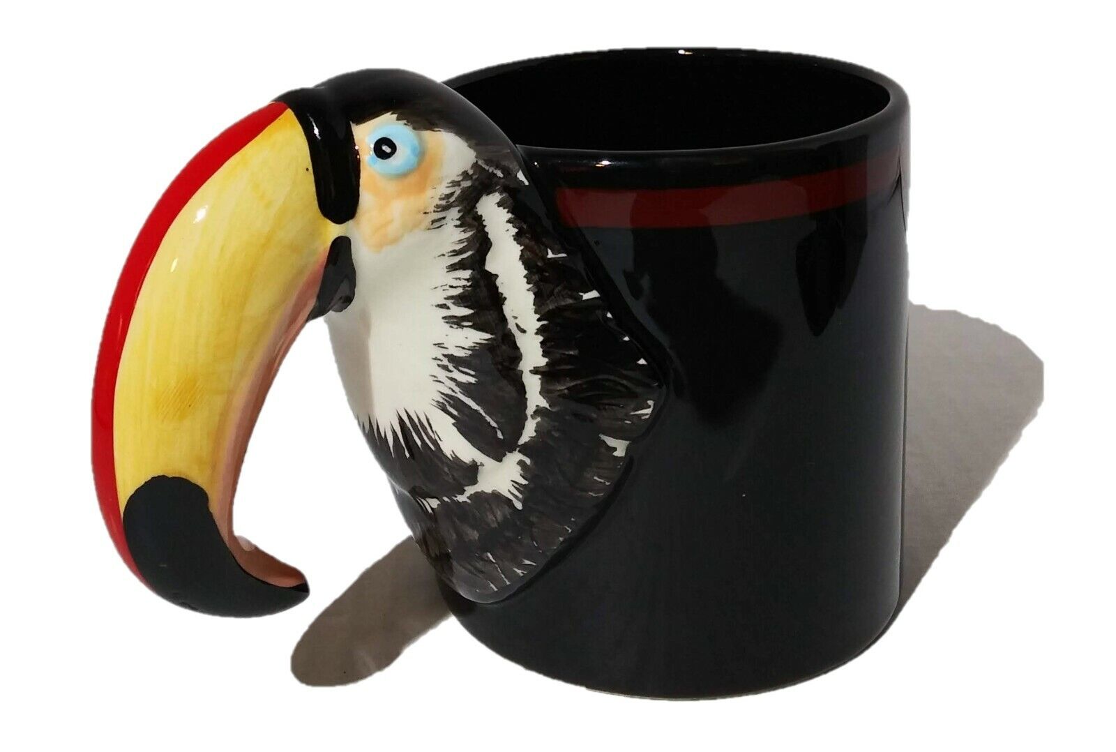 Vintage 1986 Bergschrund 3D Toucan Head Handle Coffee Mug 16 Fl Oz Black Cup 