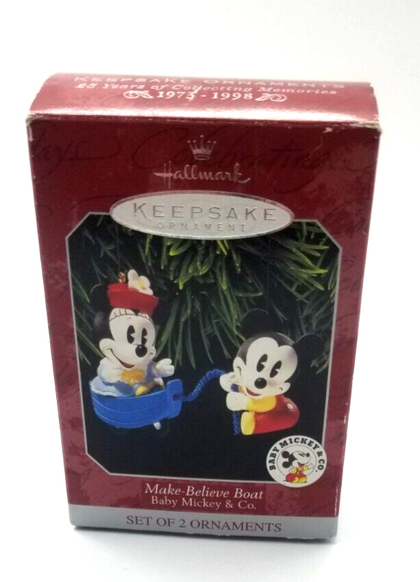 Vintage Disney Hallmark  Keepsake  Ornament Make Believe Boat Baby Mickey & Co.