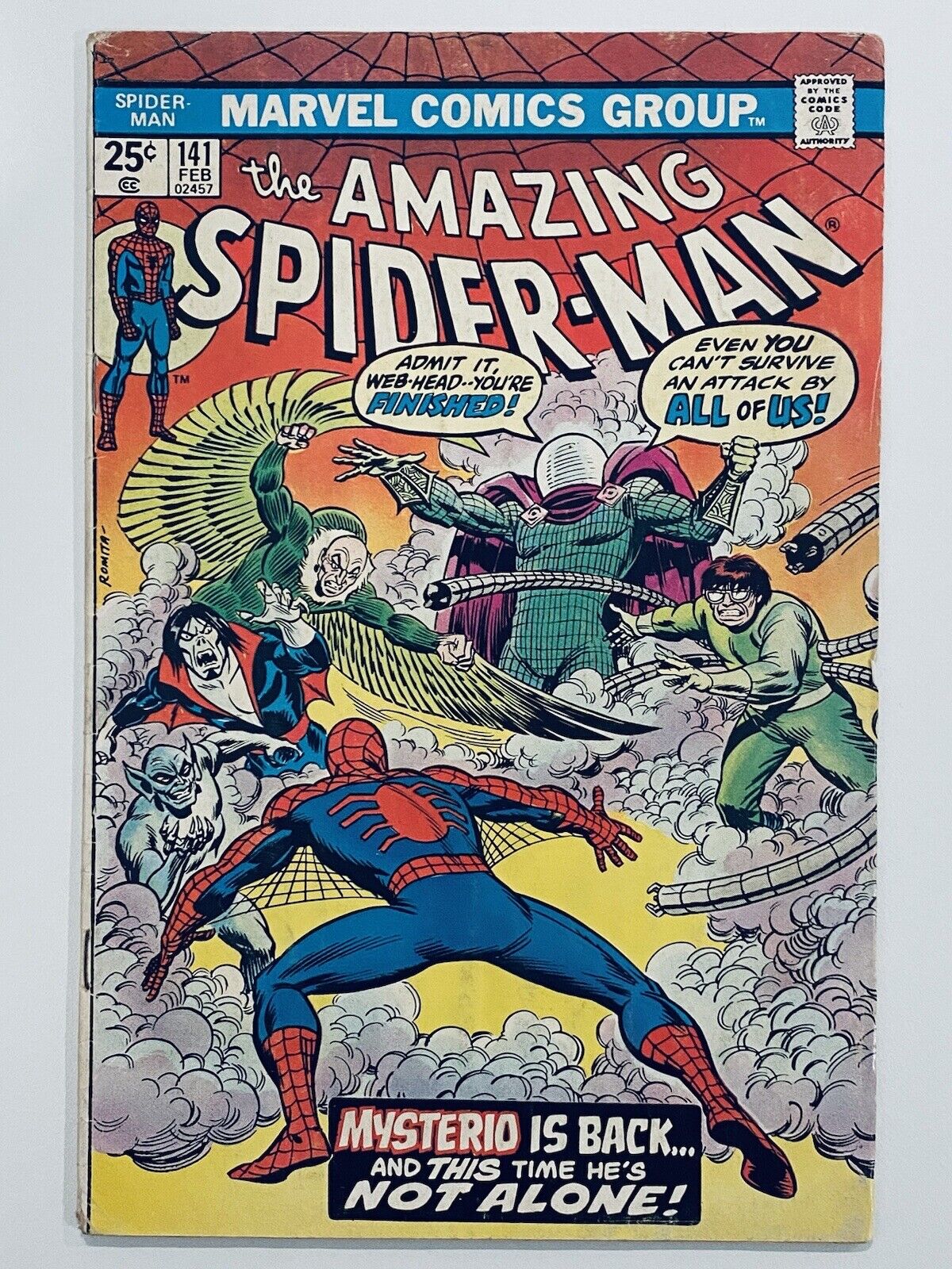 Amazing Spider-Man Vol.1 #141 1975, 🔑1st app of 2nd Mysterio (Dan Berkhart)