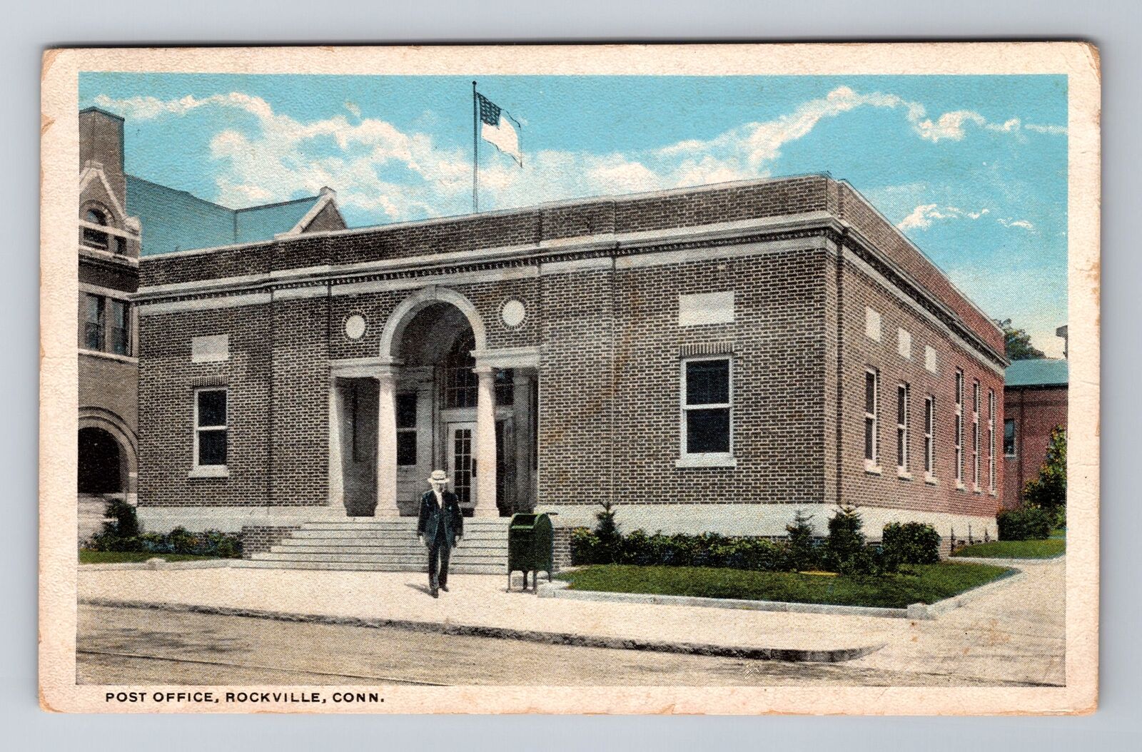 Rockville CT-Connecticut, Post Office, Antique Vintage Souvenir Postcard