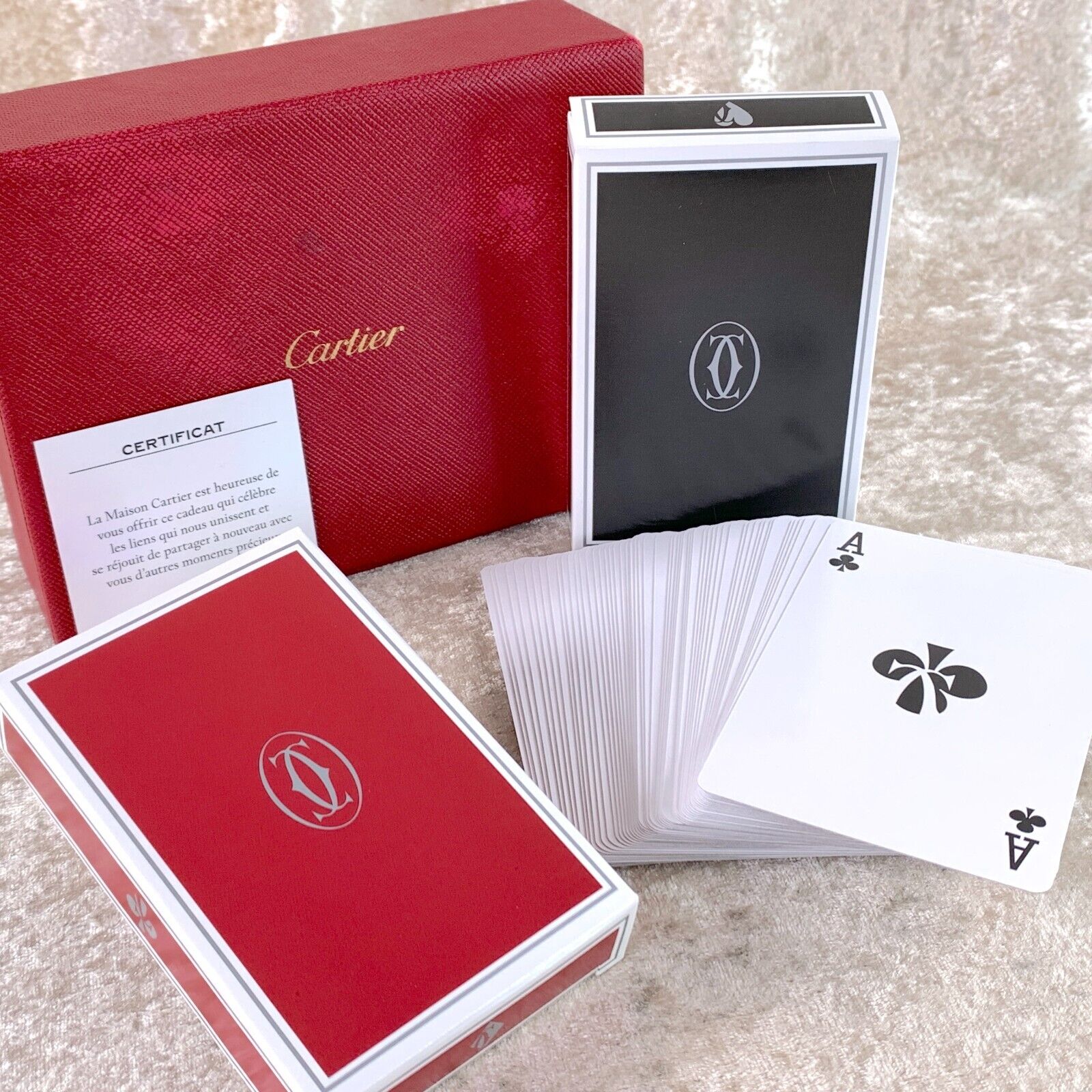 Cartier Playing Cards Black Red 2 Sets A Gift From Cartier with Box