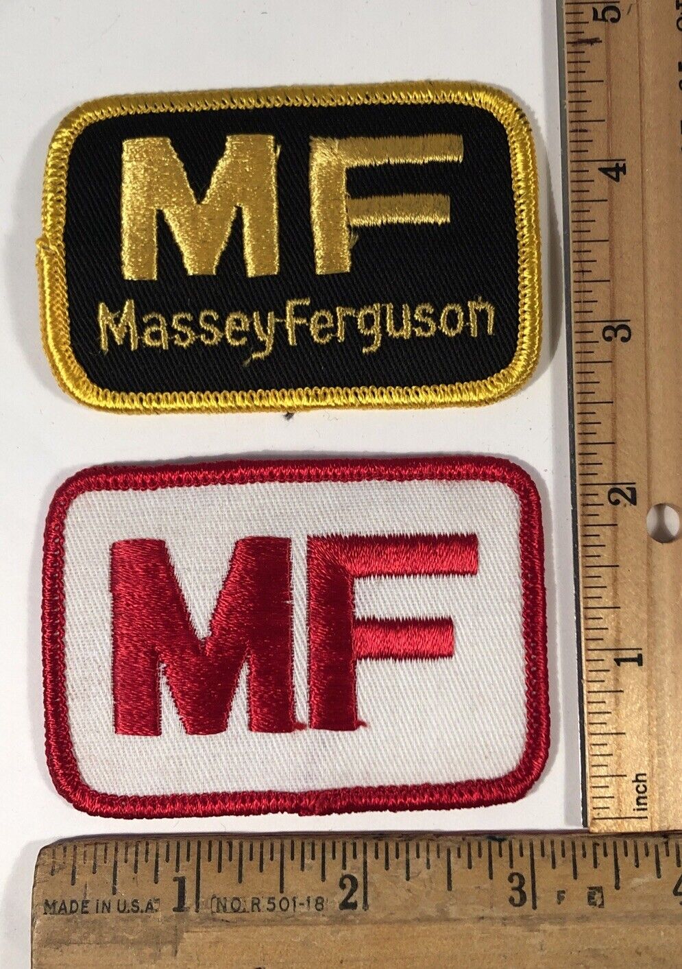 Vintage Lot Of 2 Massey Ferguson MF Logo Patch Truck Tractor Farm Equipment