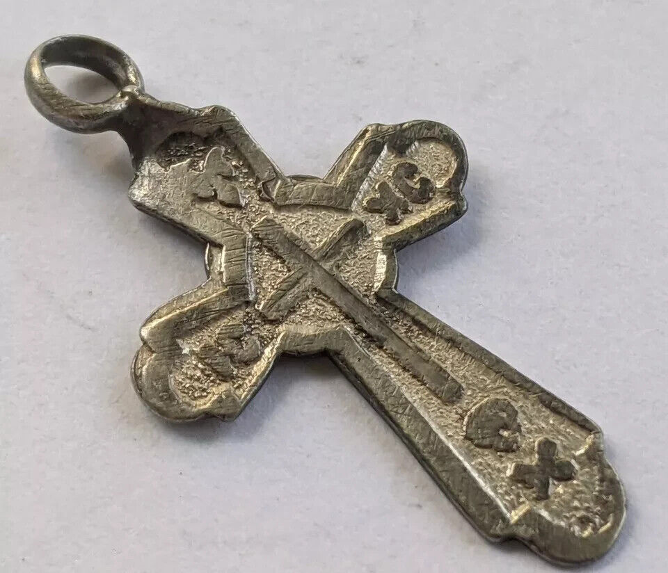 RARE ANTIQUE Russian Imperial 19 CENTURY SOLID SILVER CROSS \