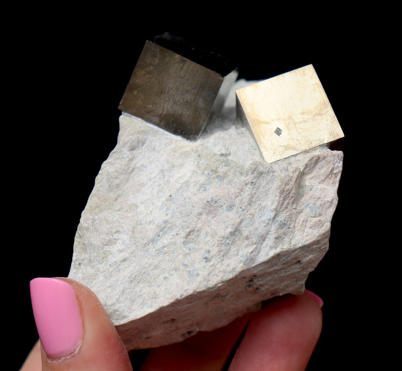 Pyrite Sharp Brilliant Golden Cubic Crystals On Matrix Spain 7.5 Cm's 231 Grams