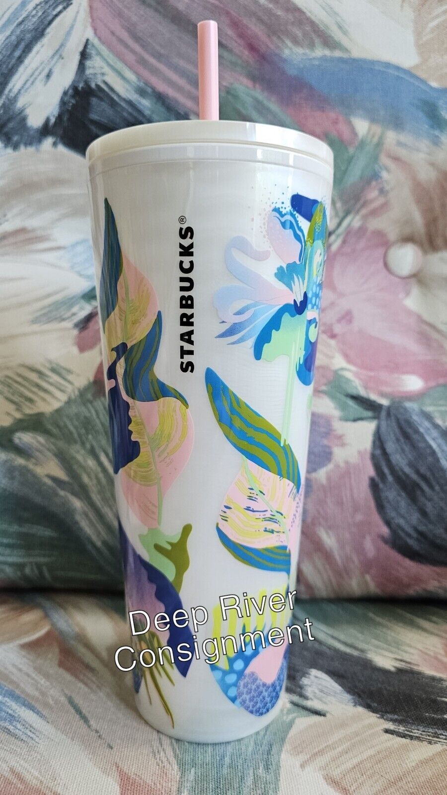 Starbucks 2024 Summer Tropical Floral Venti Cup White, Blue, Green, Pink 24 Oz