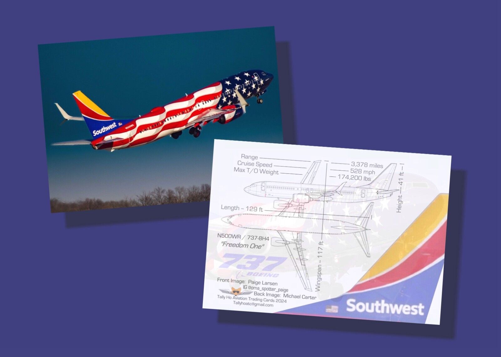 Southwest Airlines Trading Cards Boeing 737-800  - Set of 25 - 