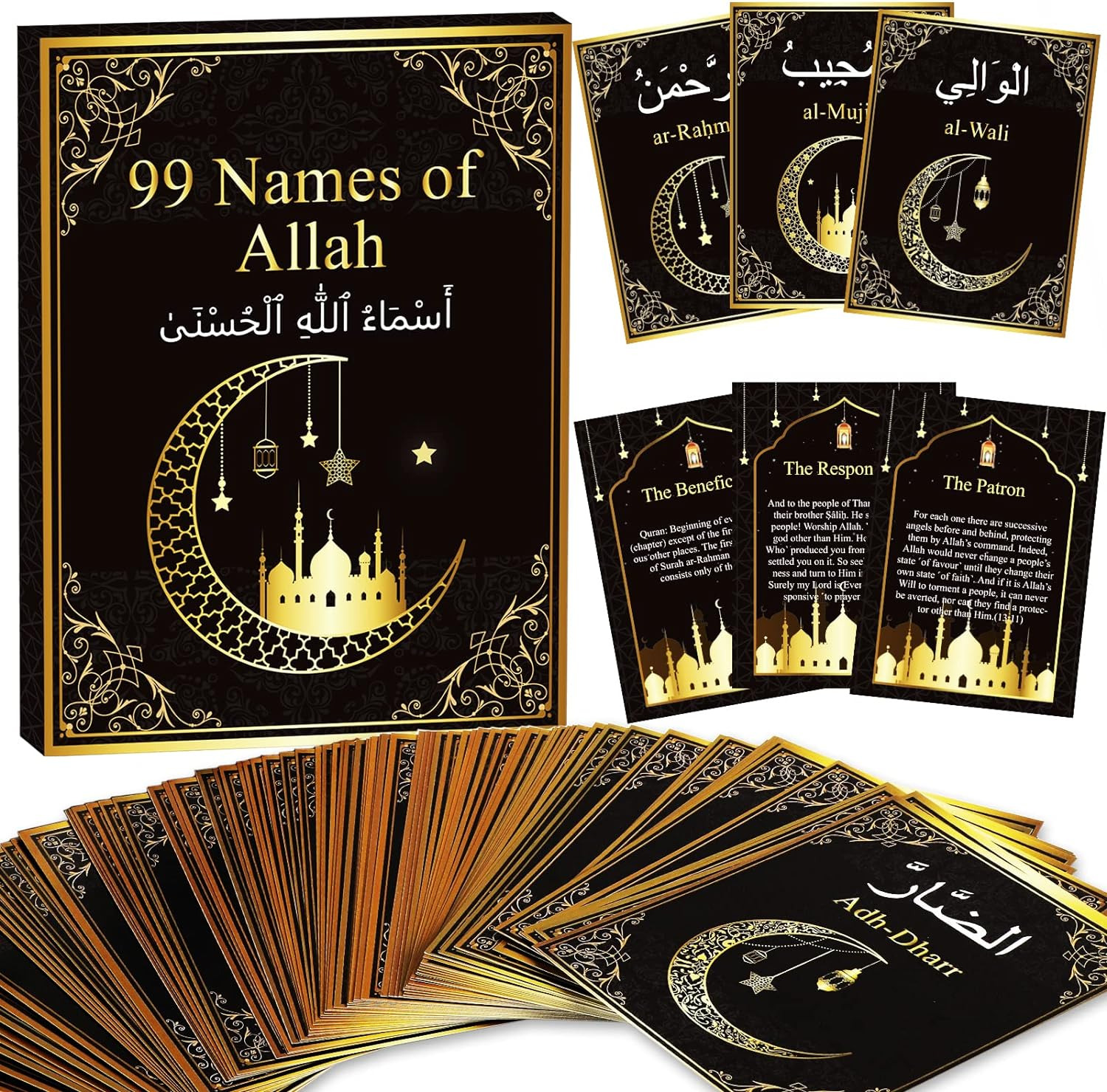 99 Names of Allah Flashcards Quran Verses Asma UI Husna Cards Eid Al Adha 