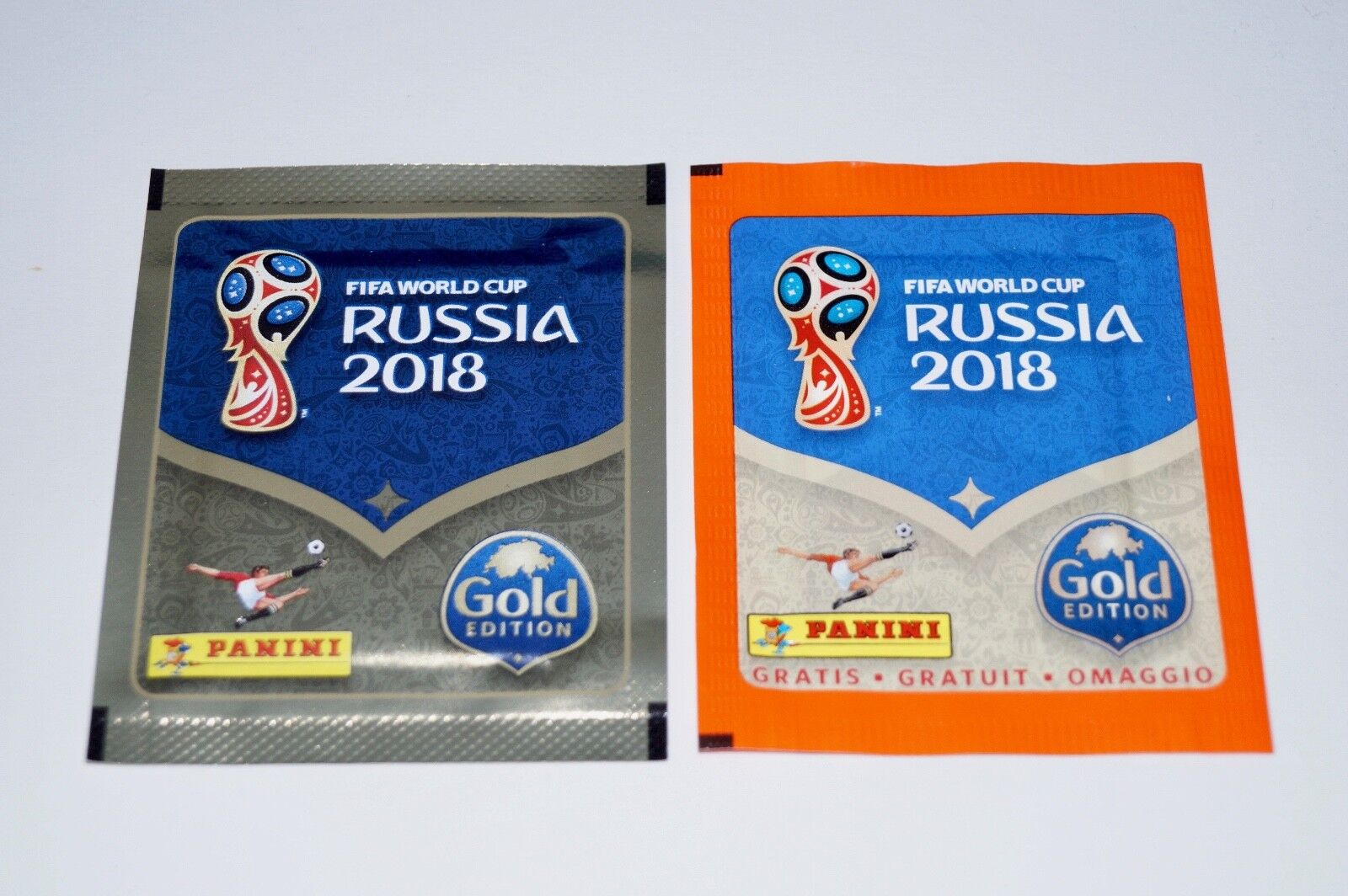 PANINI Russia 2018 World Cup 18 - 2 original packaging bags gold sealed pack + Migros rare