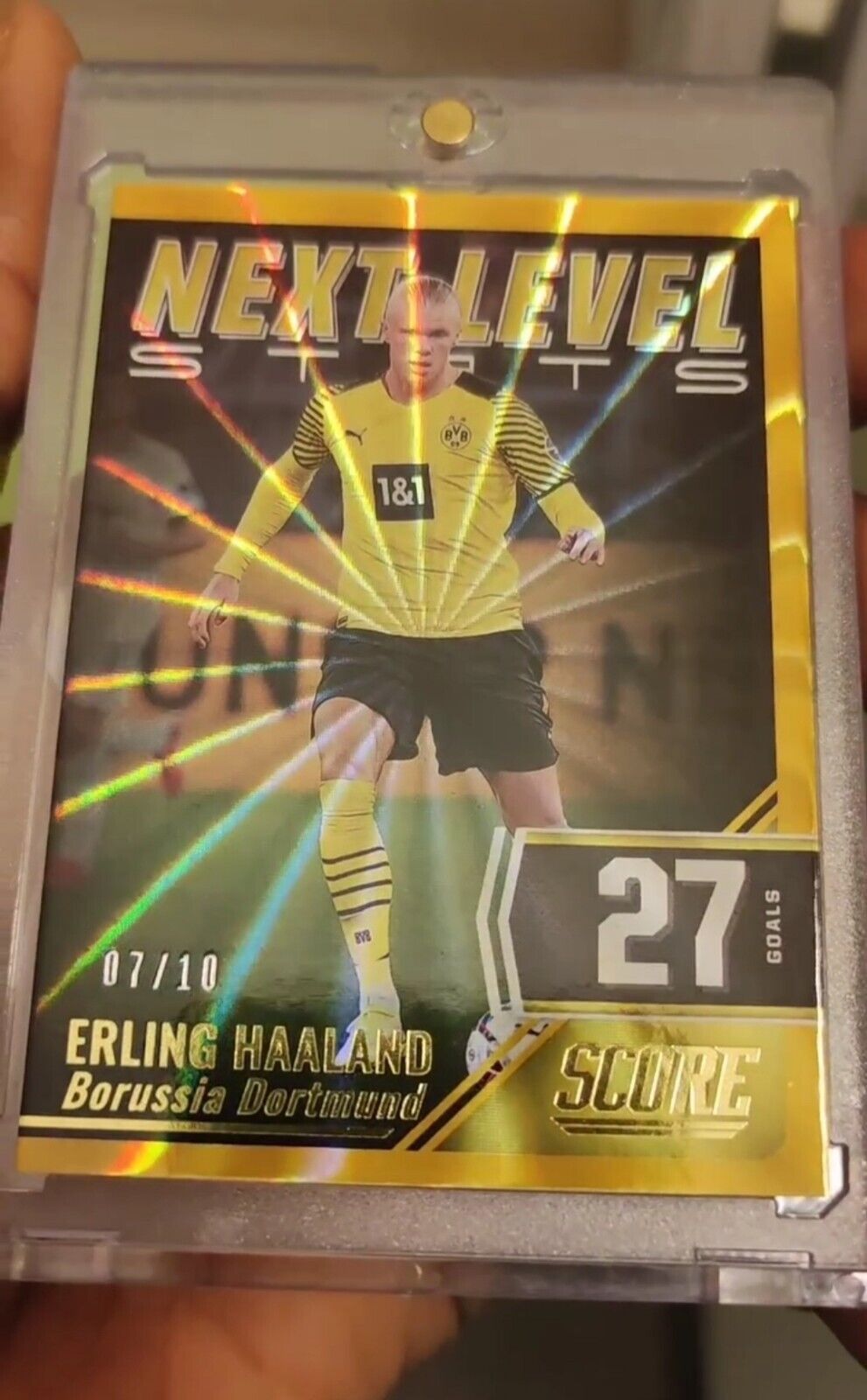 2021-22 Erling Haaland Panini Score FIFA Gold Lasers 07/10 No. 11 Dortmund