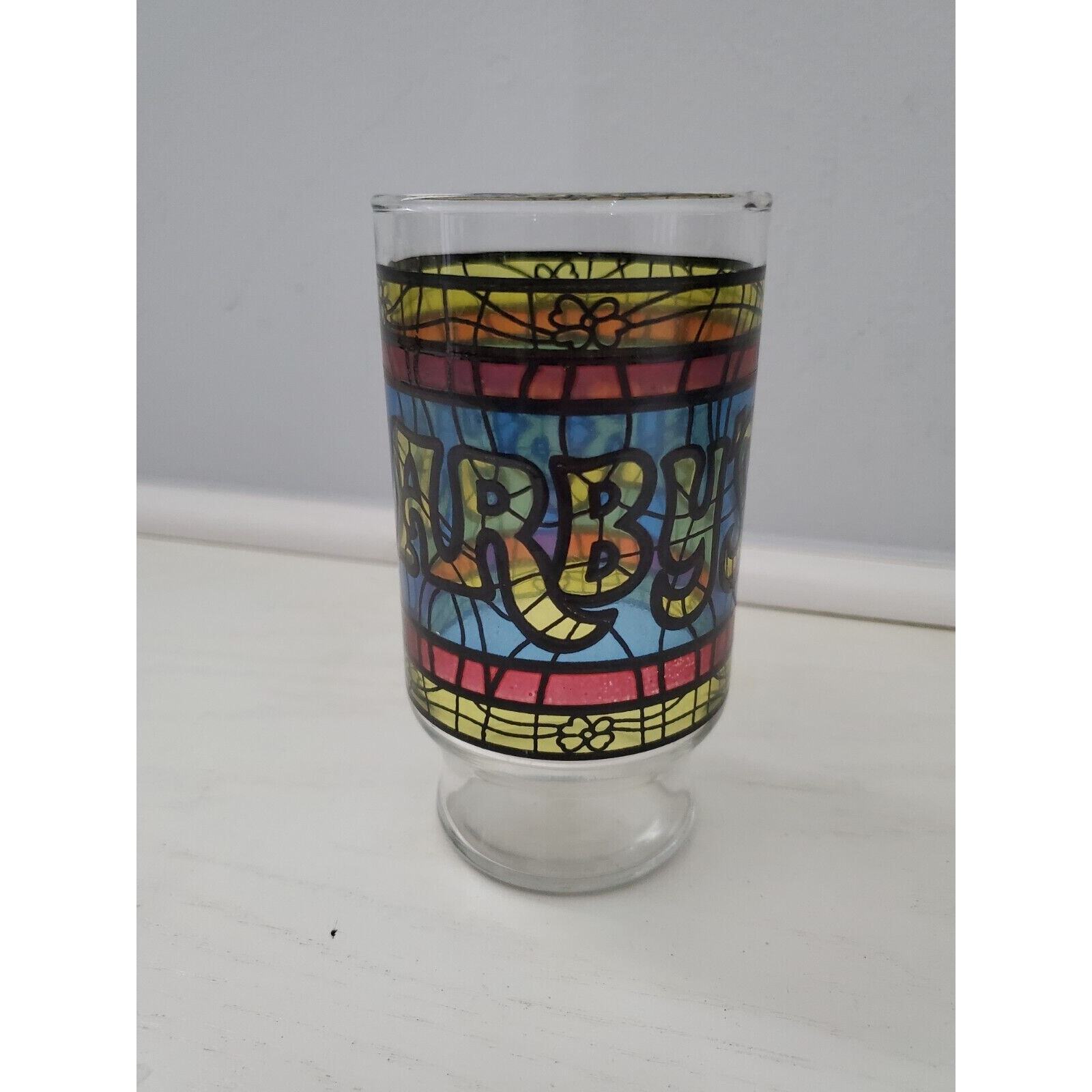 Vintage Arby\'s Restaurant Stained Glass Style Glass Multi Colors Groovy Hippy