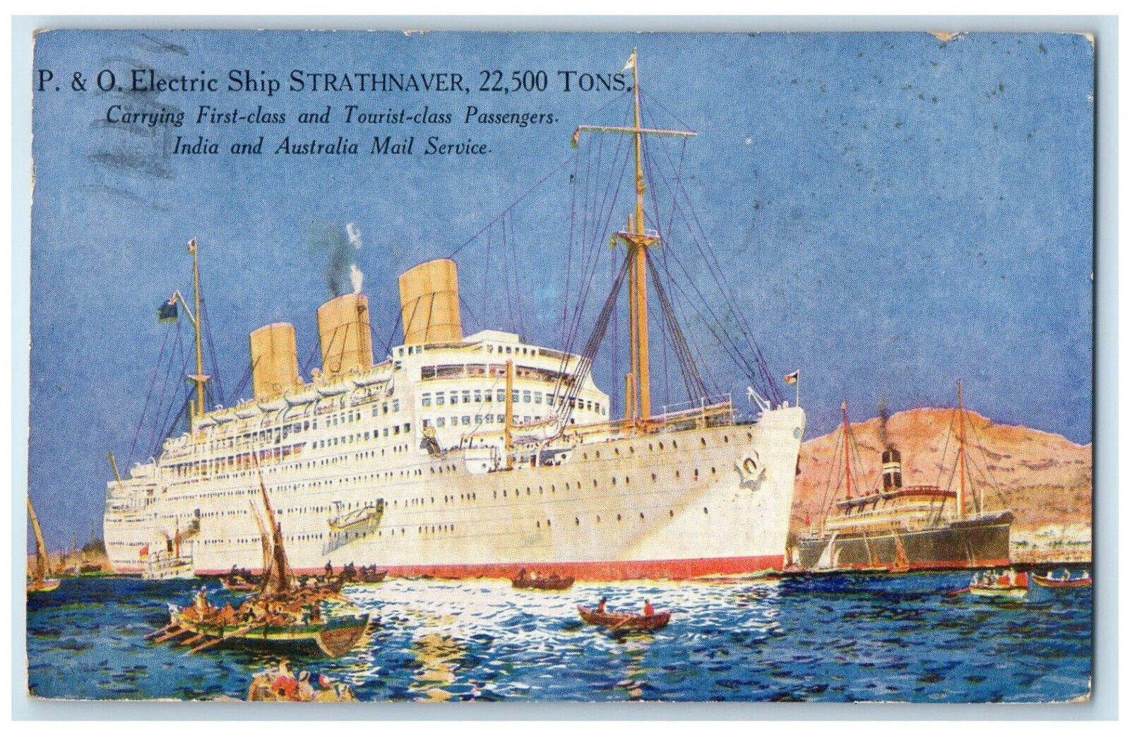 1935 P & O Electric Ship Strathnaver Marseille Gare France Vintage Postcard