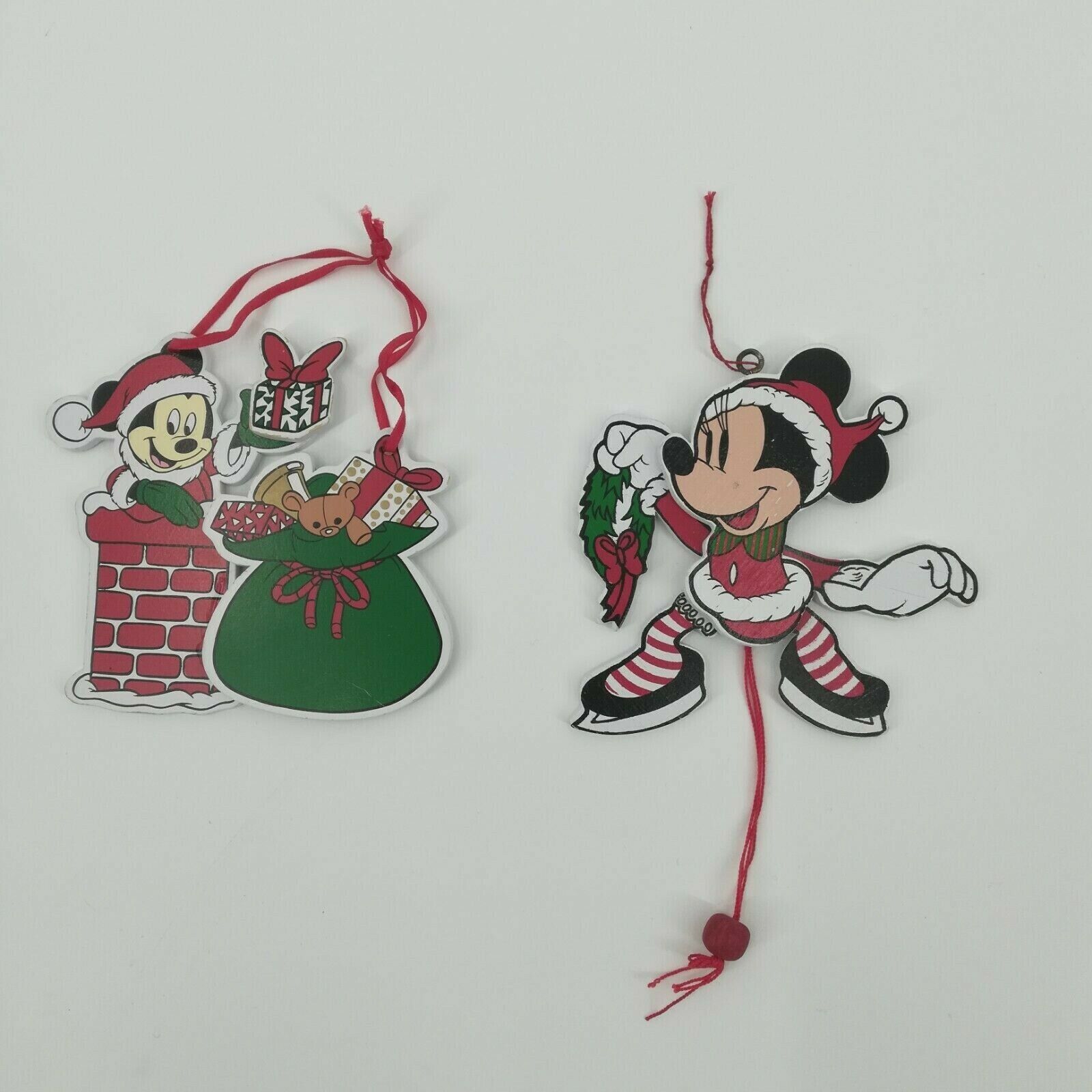 Vintage Walt Disney Mickey Minnie Mouse Christmas Tree Ornaments Pull String