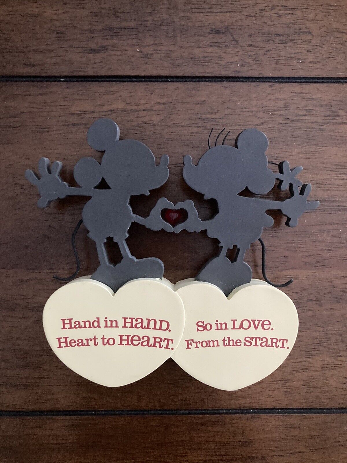 Disney Mickey Minnie Silhouette Hallmark Heart Love Couple Tabletop Figurine