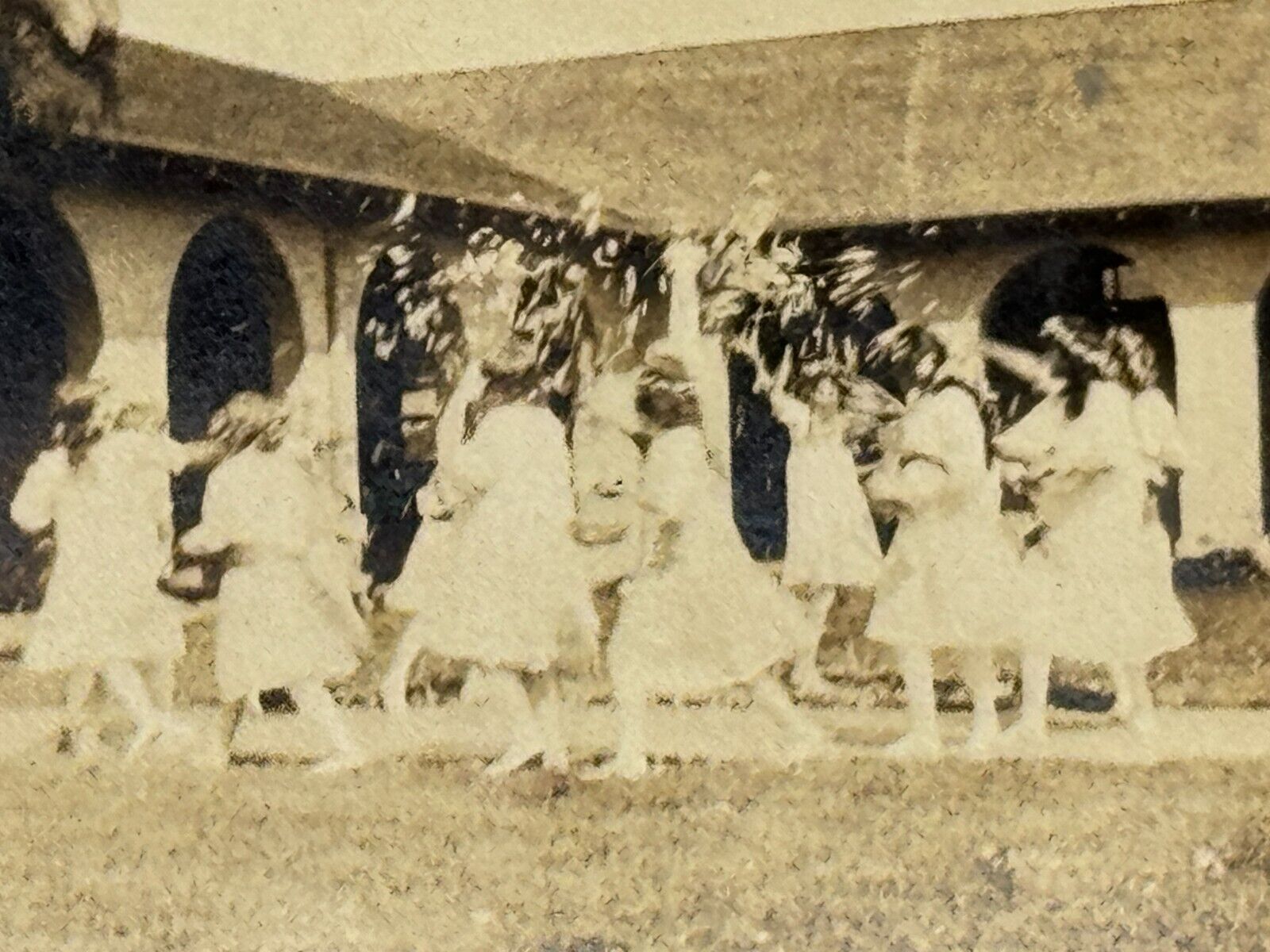 2H Photograph 1917 May Day School Children Celebration Girls Throwing Flowers