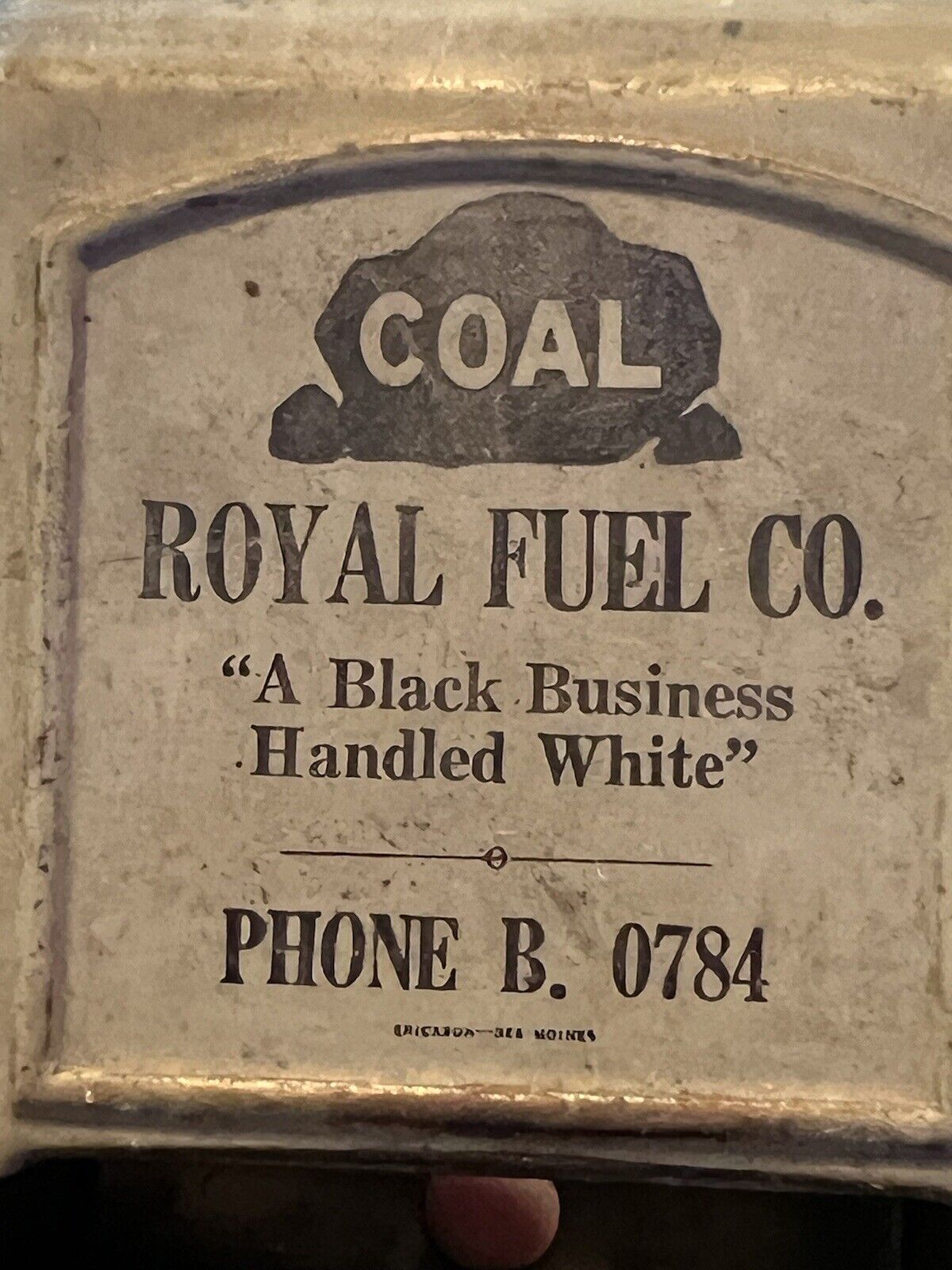 Vintage Coal Royal Fuel Co. Tin Wall Mount Match Safe Holder