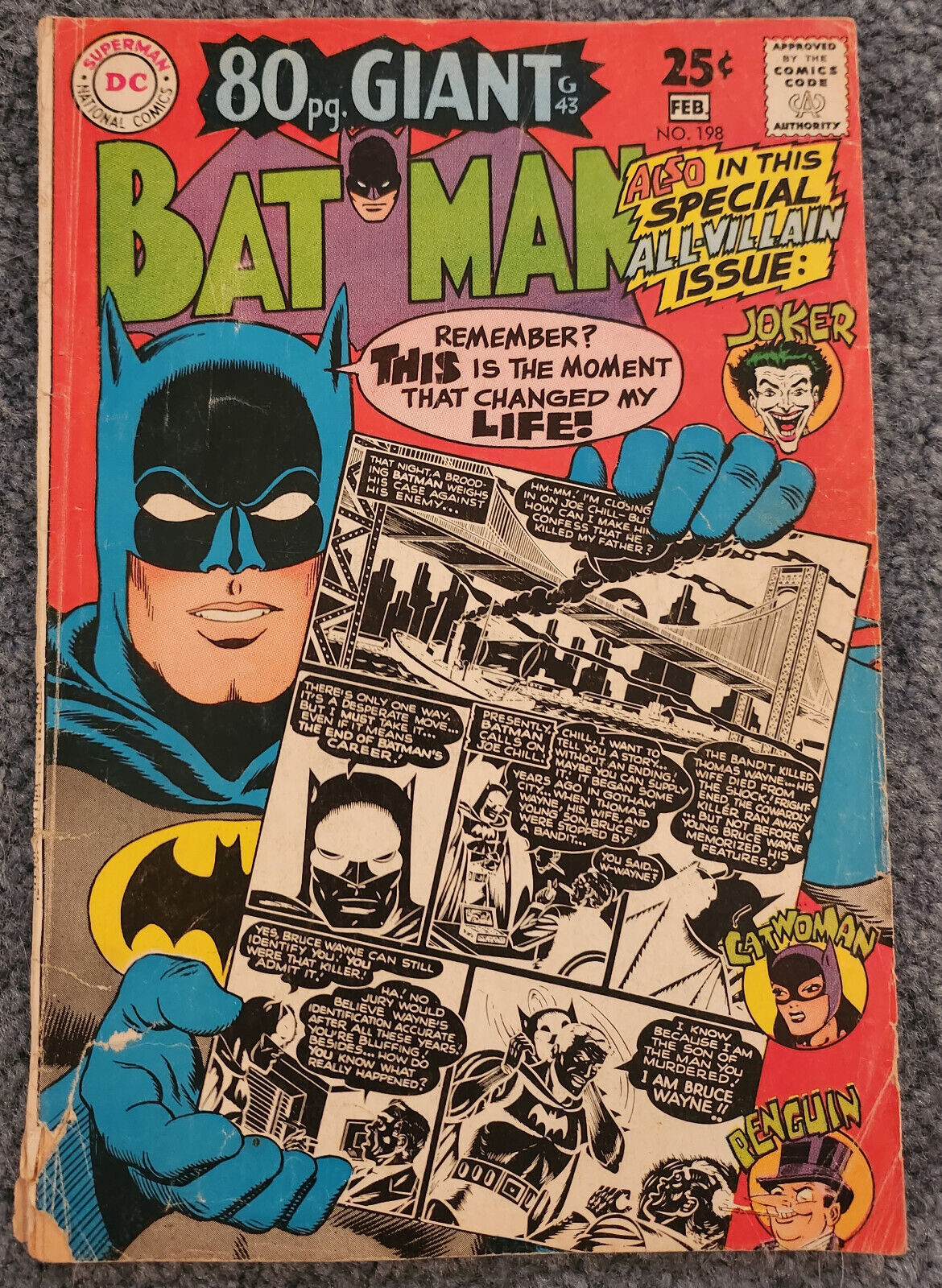 Batman #198 80 Page Giant Issue DC Comics 1968 Joker App. - VG
