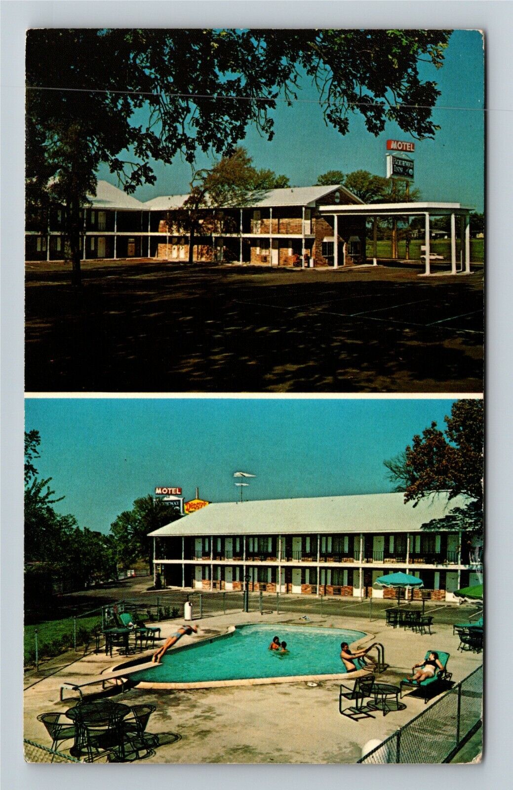 Sherman TX-Texas, Rodeway Inn, Pool, Classic Car, Antique Vintage Postcard