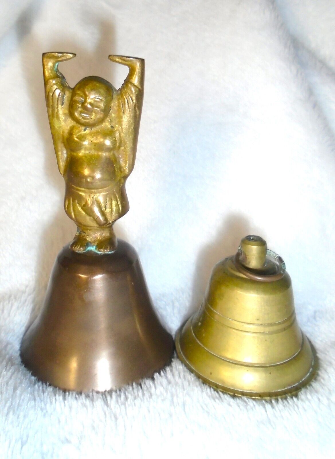 Solid Brass Buddha Bell  Ritual Buddhism & Hanging Bell 2 pc Lot Vintage Set