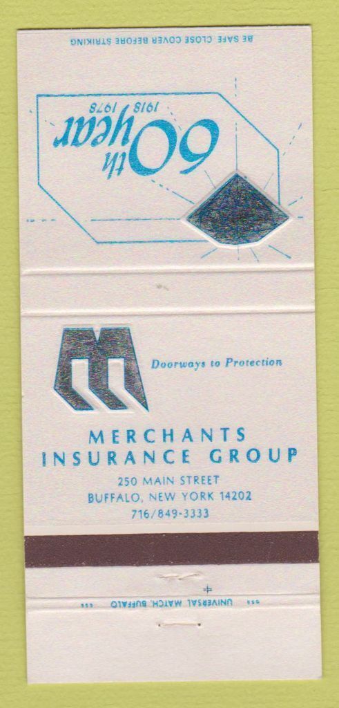 Matchbook Cover - Merchants Insurance Group Buffalo NY 1978 30 Strike