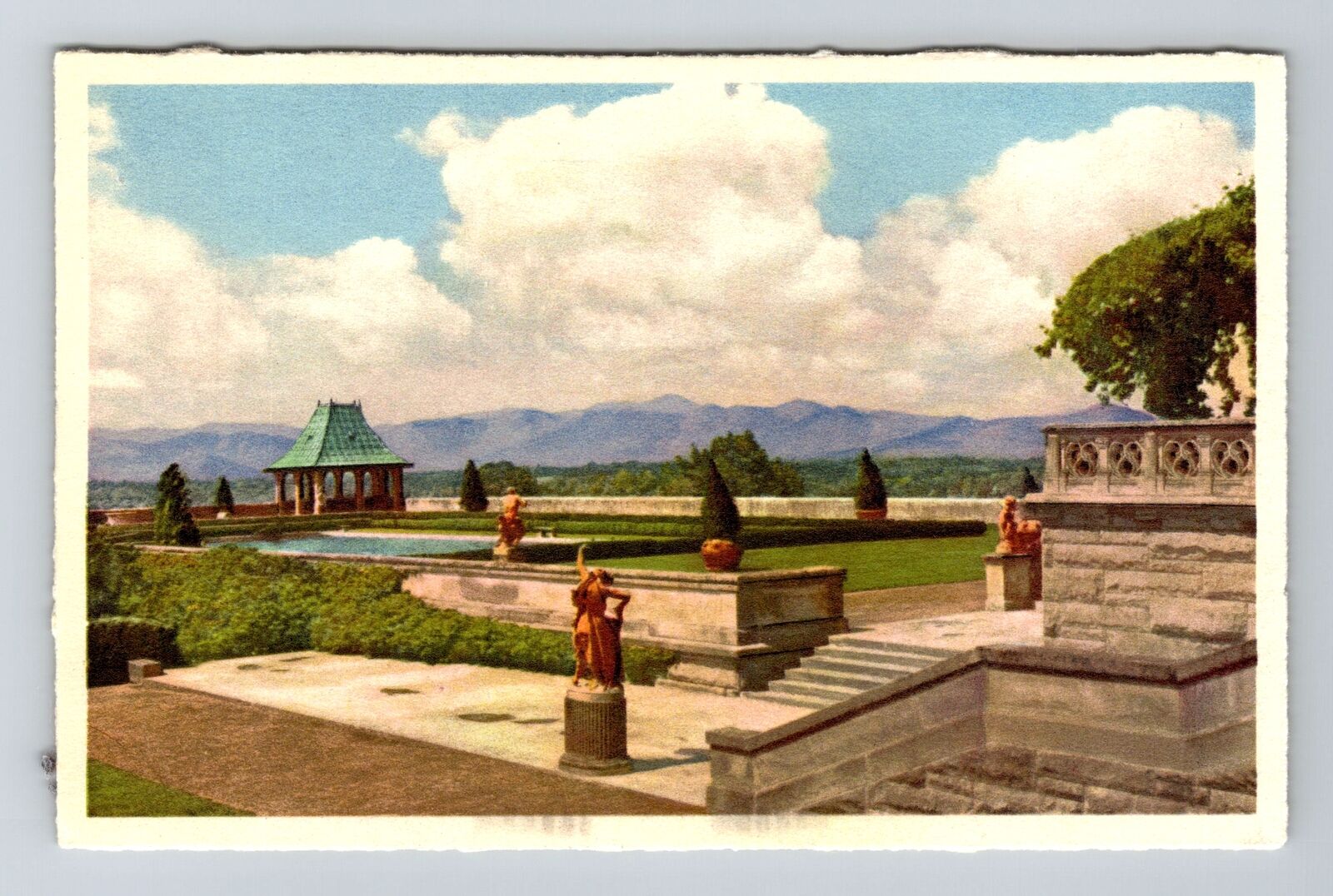 Biltmore NC-North Carolina Biltmore House Gardens, Statues, Vintage Postcard