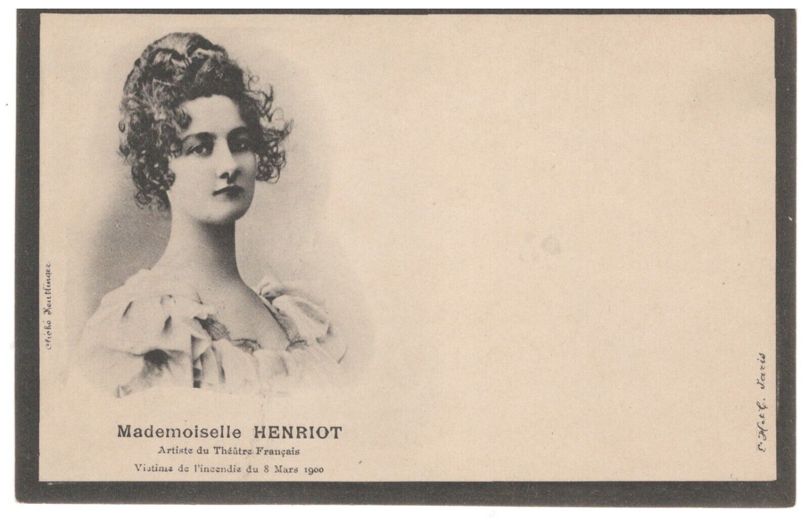 Vintage Actress Mademoiselle Henriot French Renoir Model Theater Fire Postcard