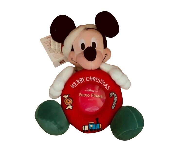 Disney Photo Frame Mickey Mouse Stuffed Animal Plush VTG 2000s Christmas Gift