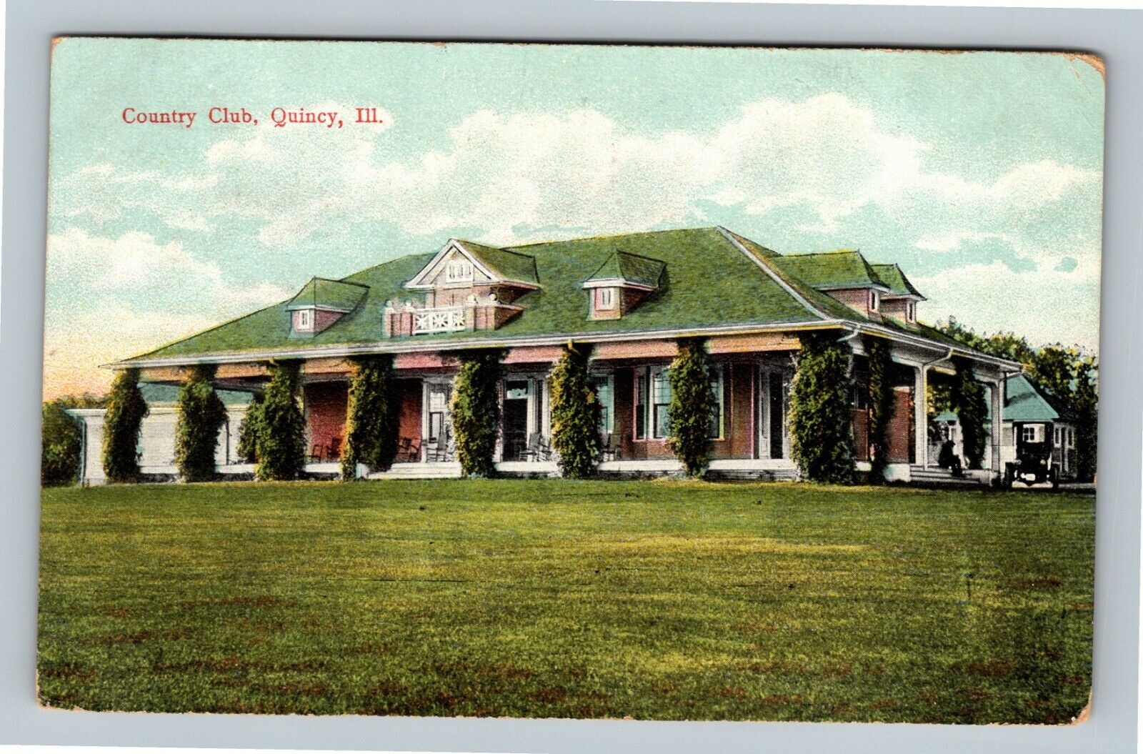 Quincy IL, Country Club Building, Illinois c1909 Vintage Postcard