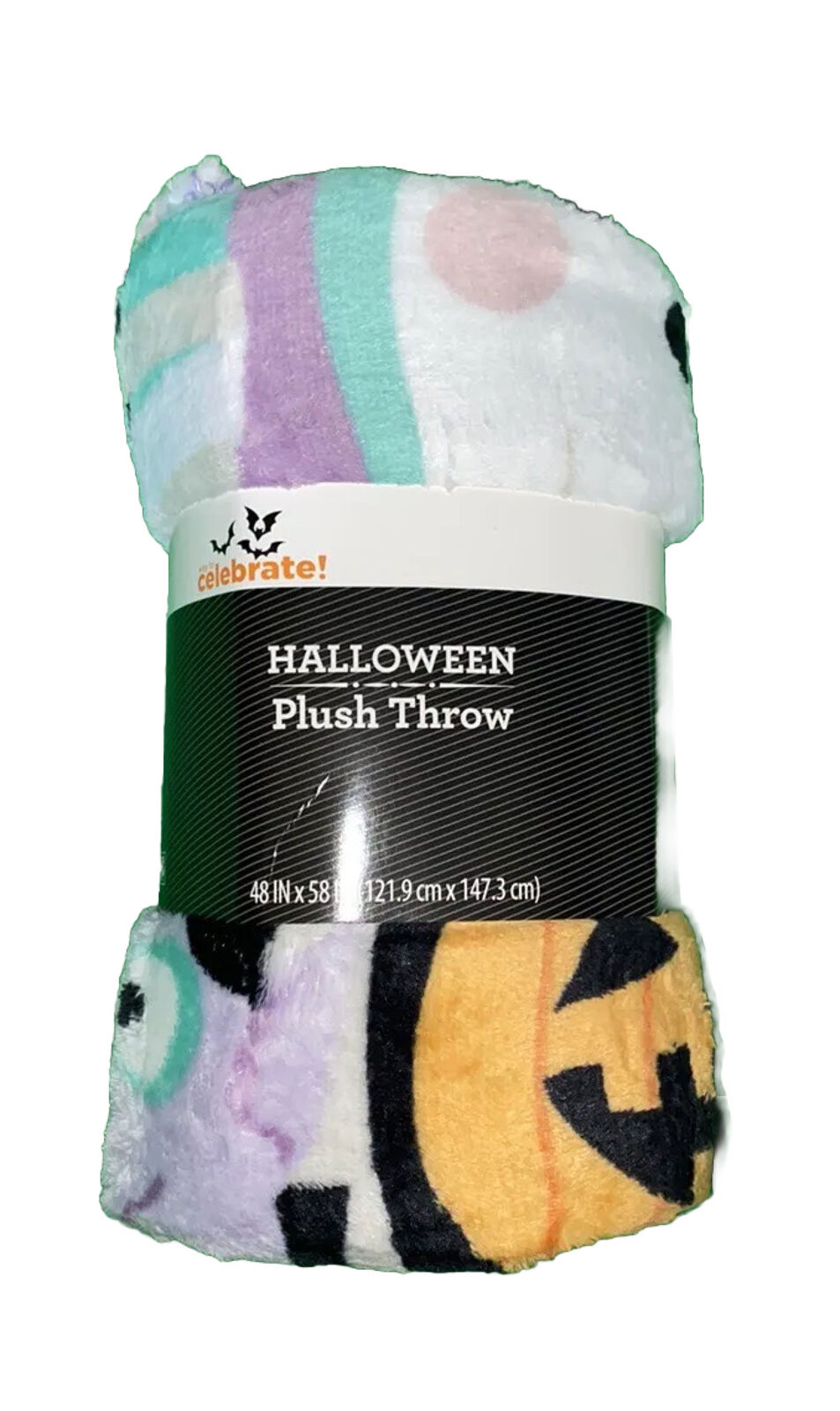 New Halloween Zoom Call Blanket Throw 58”x48” Skull Cat Pumpkin Mummy Ghost