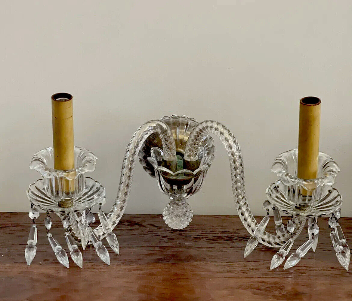 Antique Lighting Georgian Crystal Wall  Sconce Pair Sconces