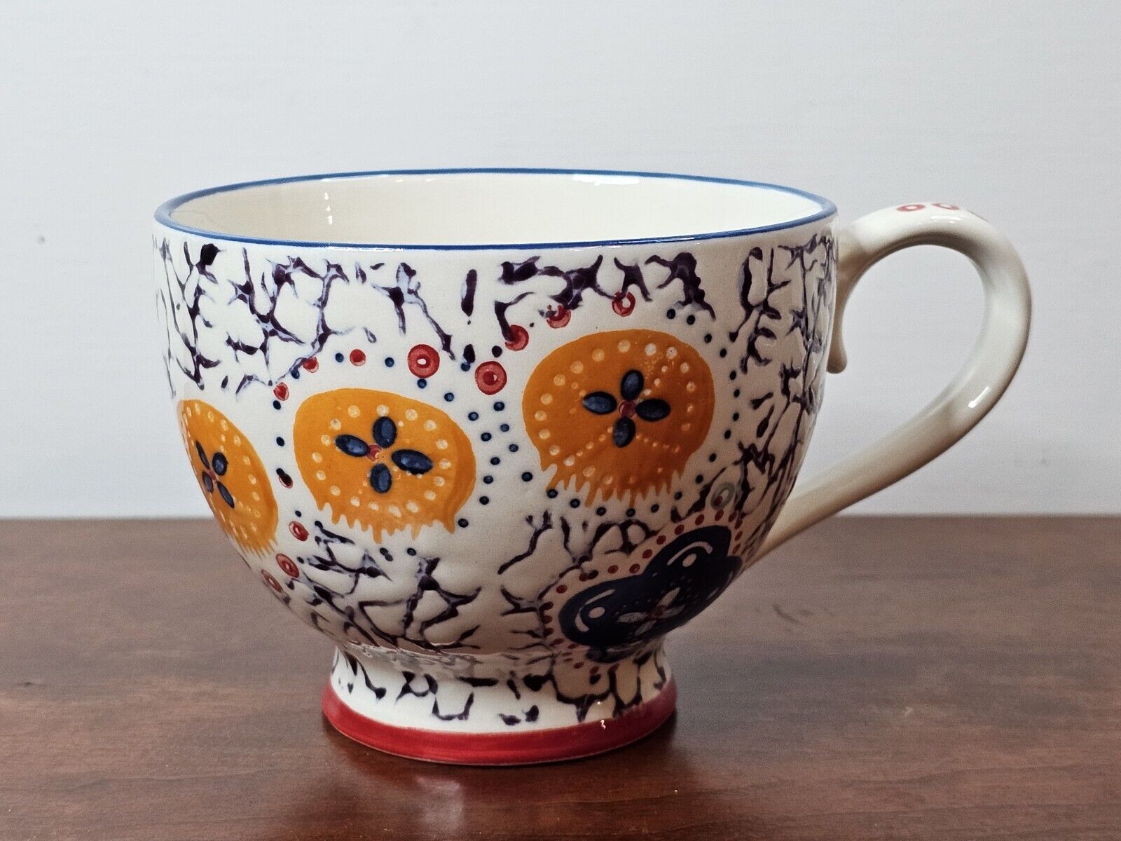 Julia Minasian Coastline Imports Floral Hand Painted Ceramic Tea Cup Coffee Mug